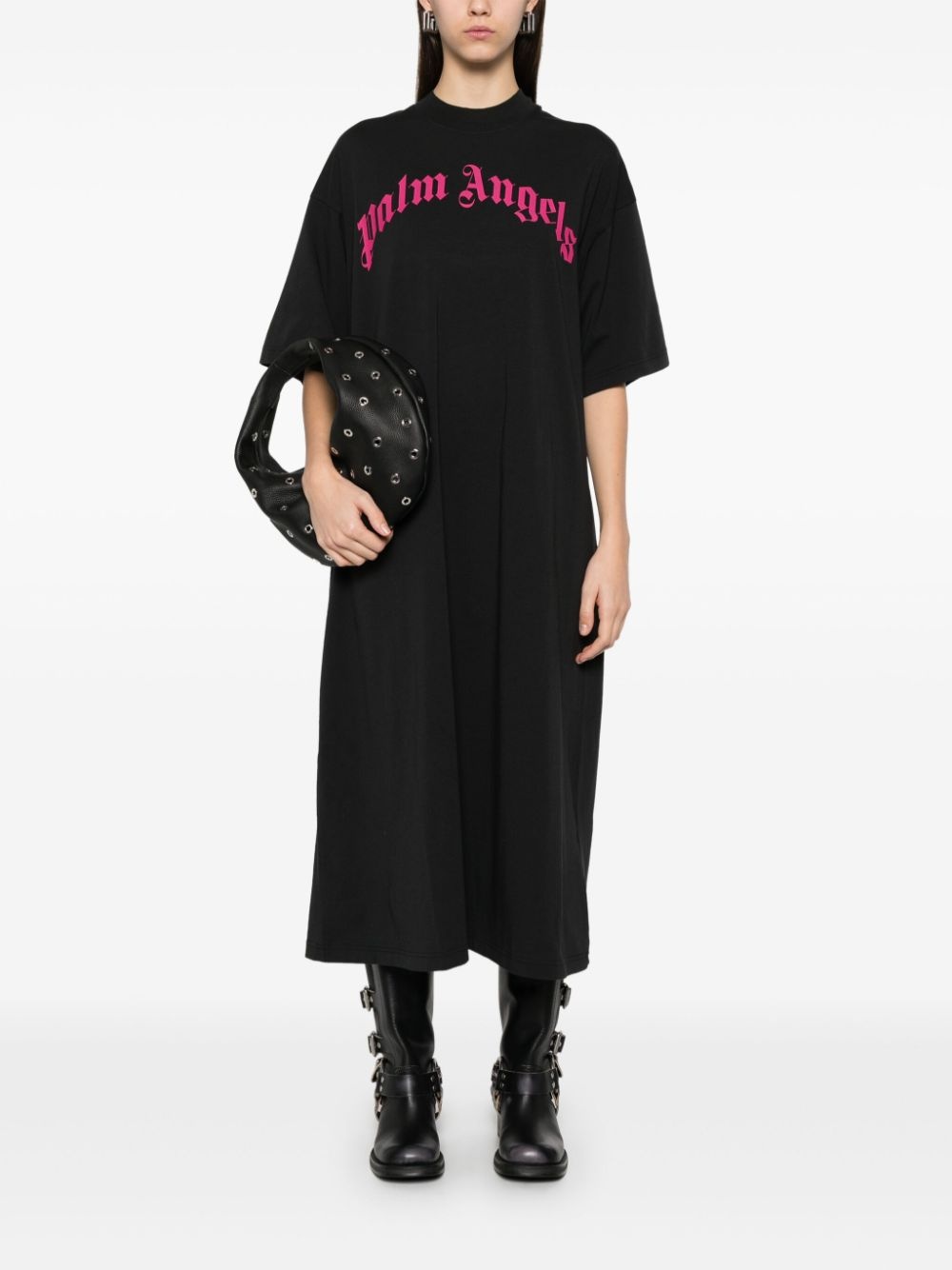 curved-logo maxi dress - 2