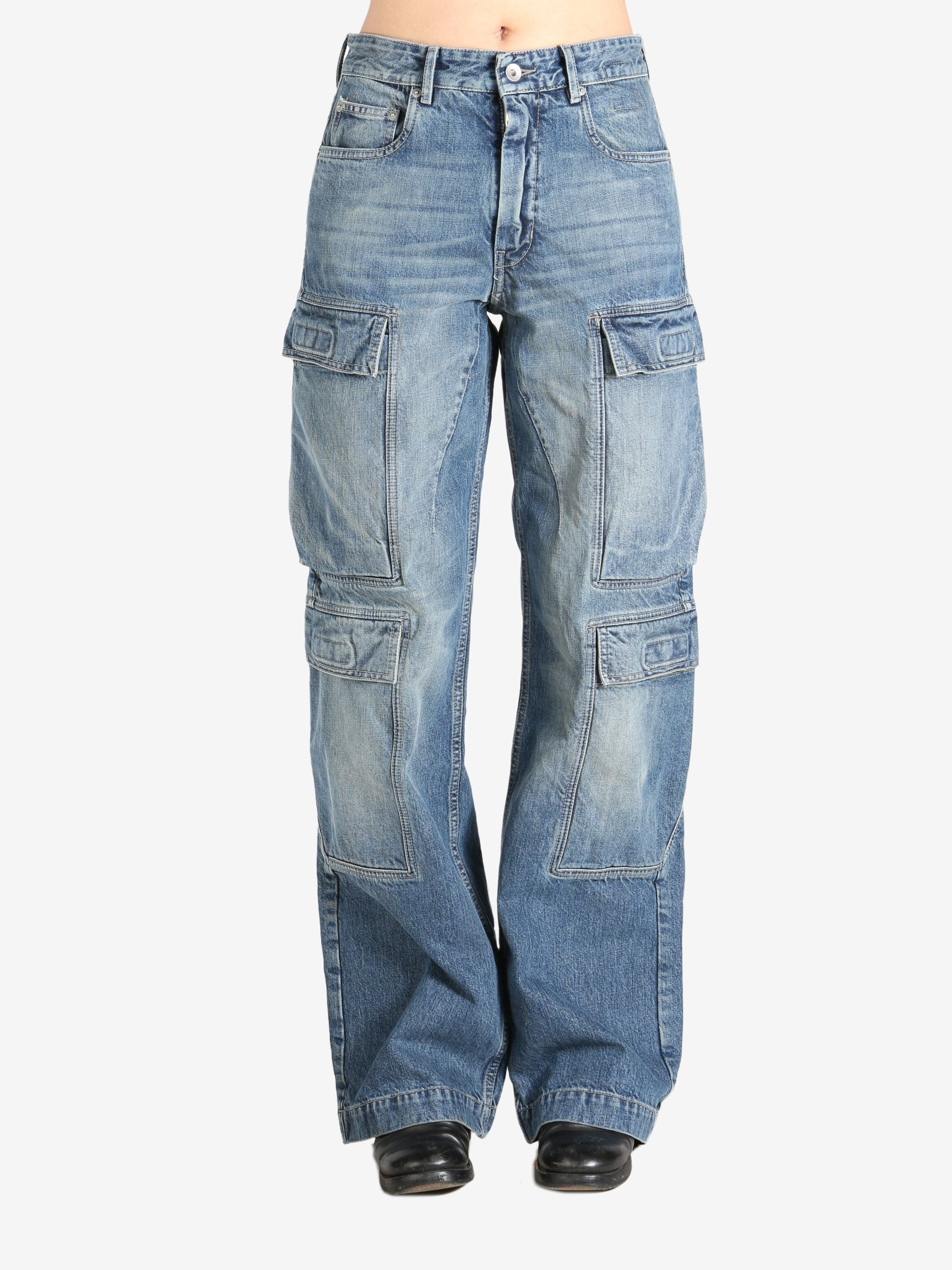 RICK OWENS DRKSHDW - Women Denim Double Cargo Jeans - 1