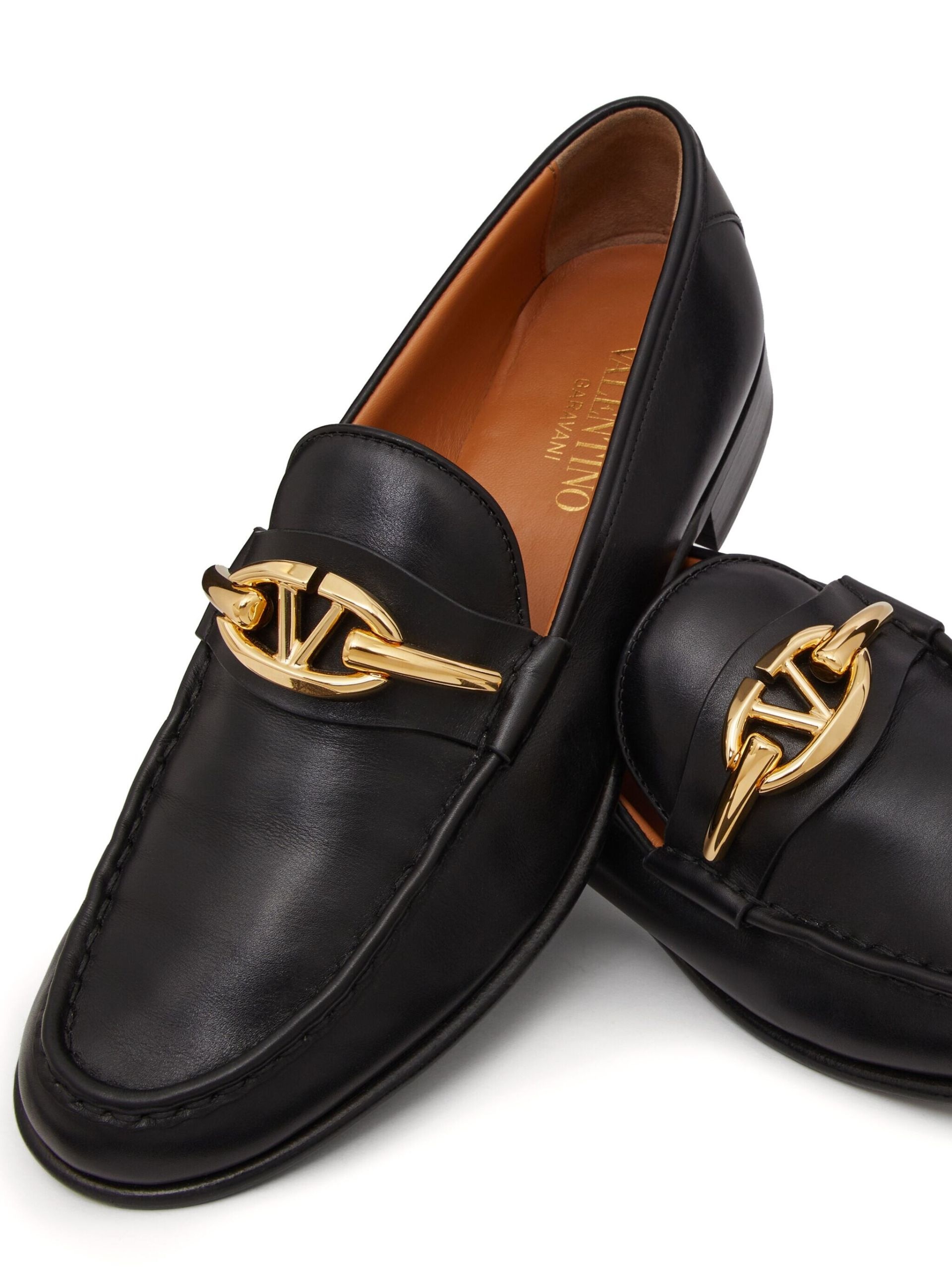 Black VLogo Signature Leather Loafers - 5