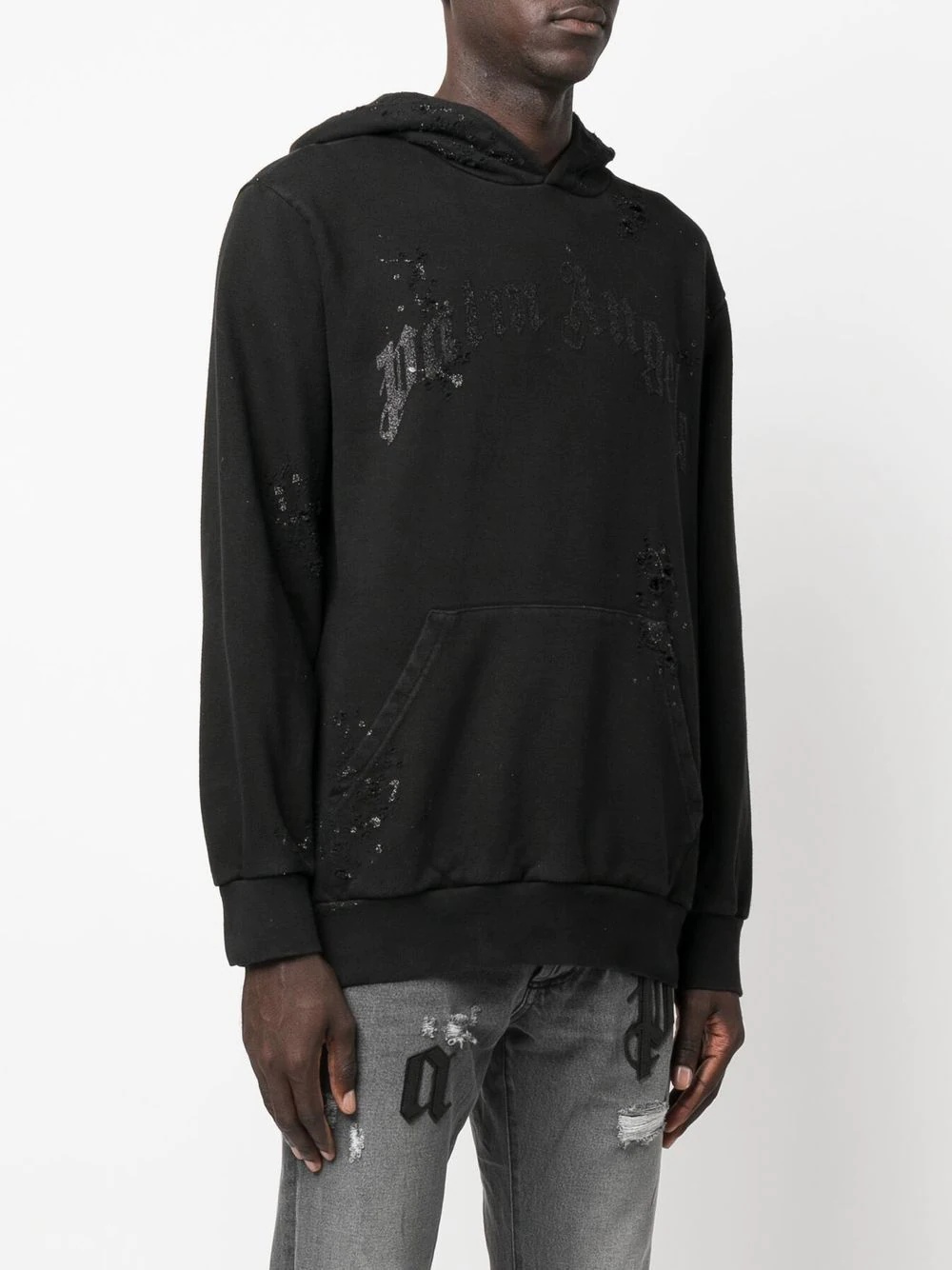 distressed logo-print hoodie - 3