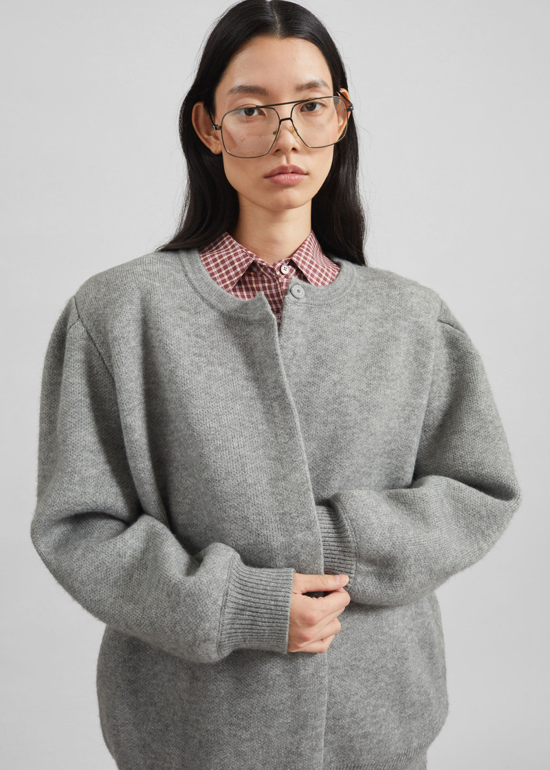 Bergen Padded Knit Cardigan - Grey 5