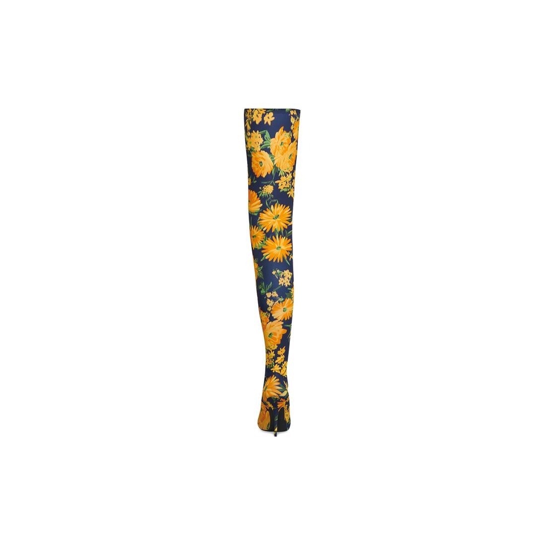 knife 110mm over-the-knee boot yellow bouquet printed - 5