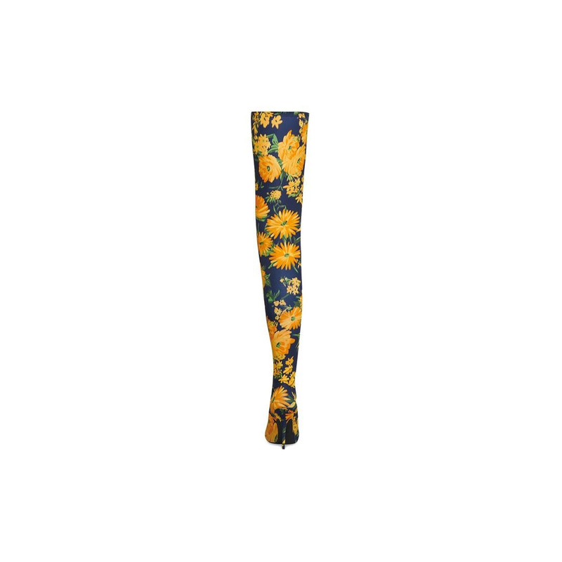 knife 110mm over-the-knee boot yellow bouquet printed 5