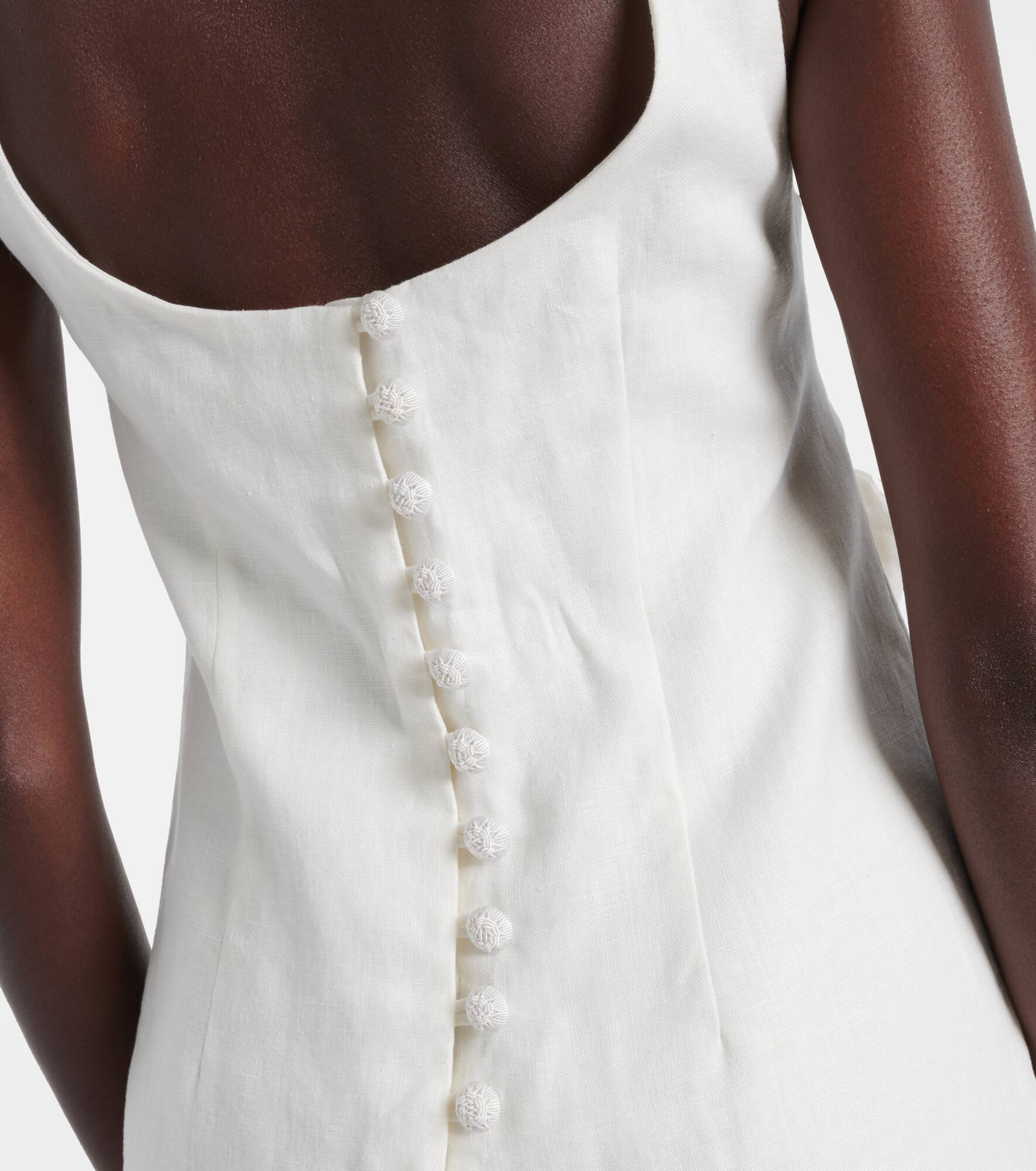 Floral-appliqué linen minidress - 6