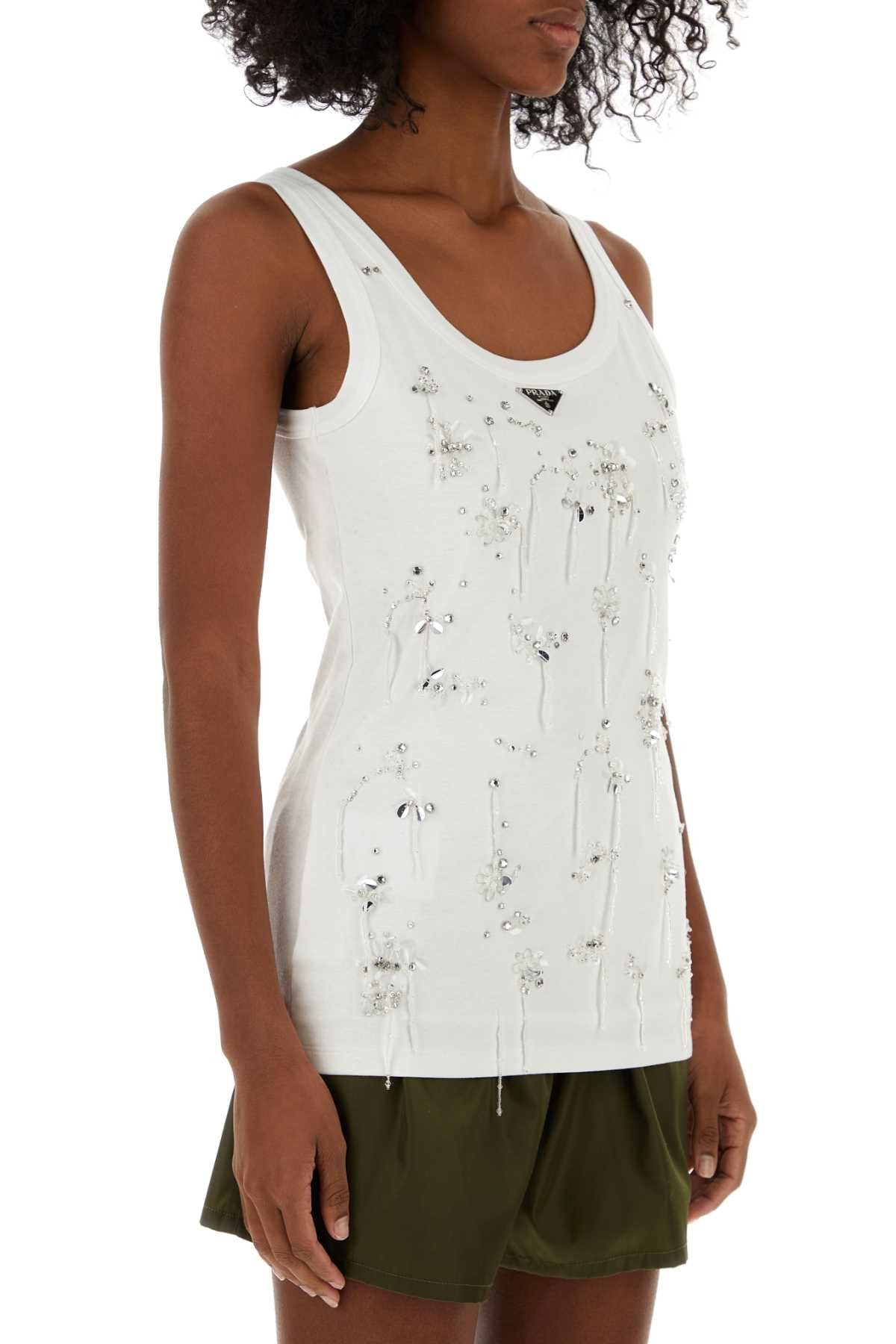 Prada Women White Cotton Tank Top - 3