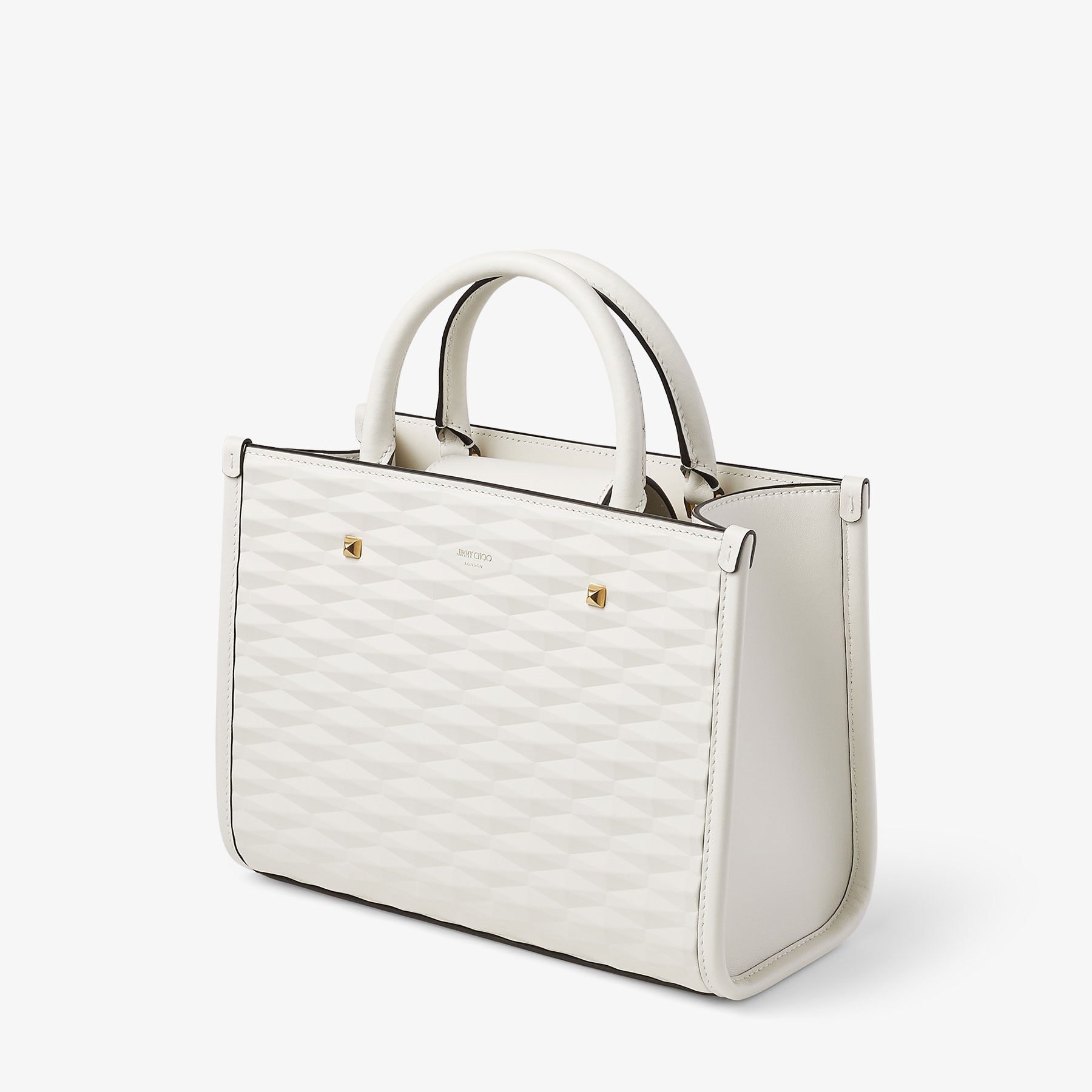 Avenue S Tote
White Diamond Embossed 3D Leather Tote Bag - 3