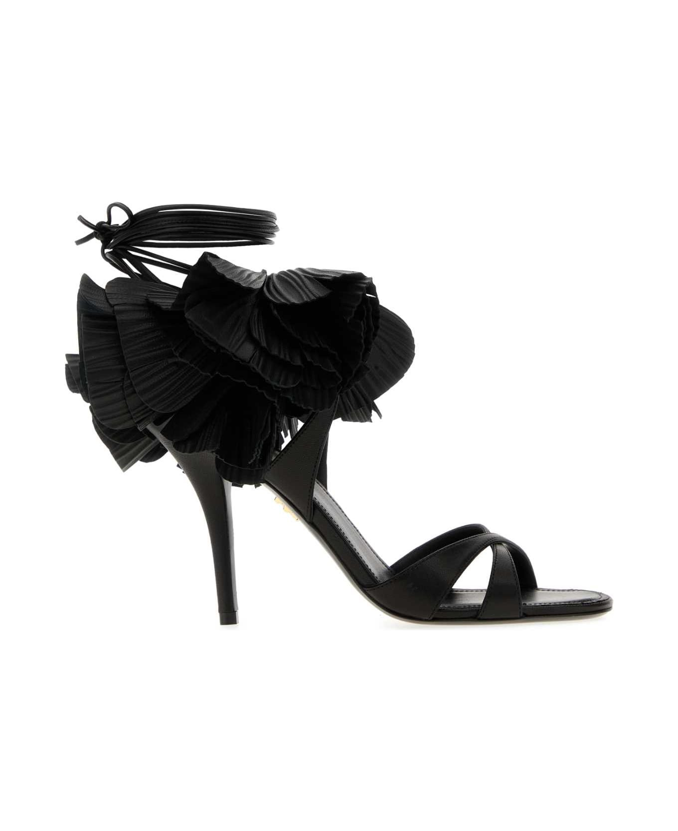 Black Leather Estrella 95 Sandals - 1