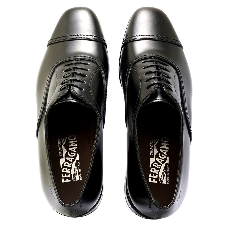 Salvatore Ferragamo Men's Black Cap Toe Oxford Shoes - 3