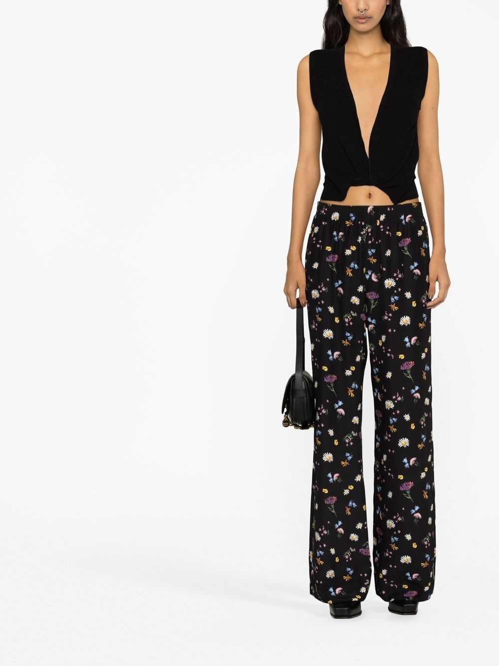 floral-print silk trousers - 2
