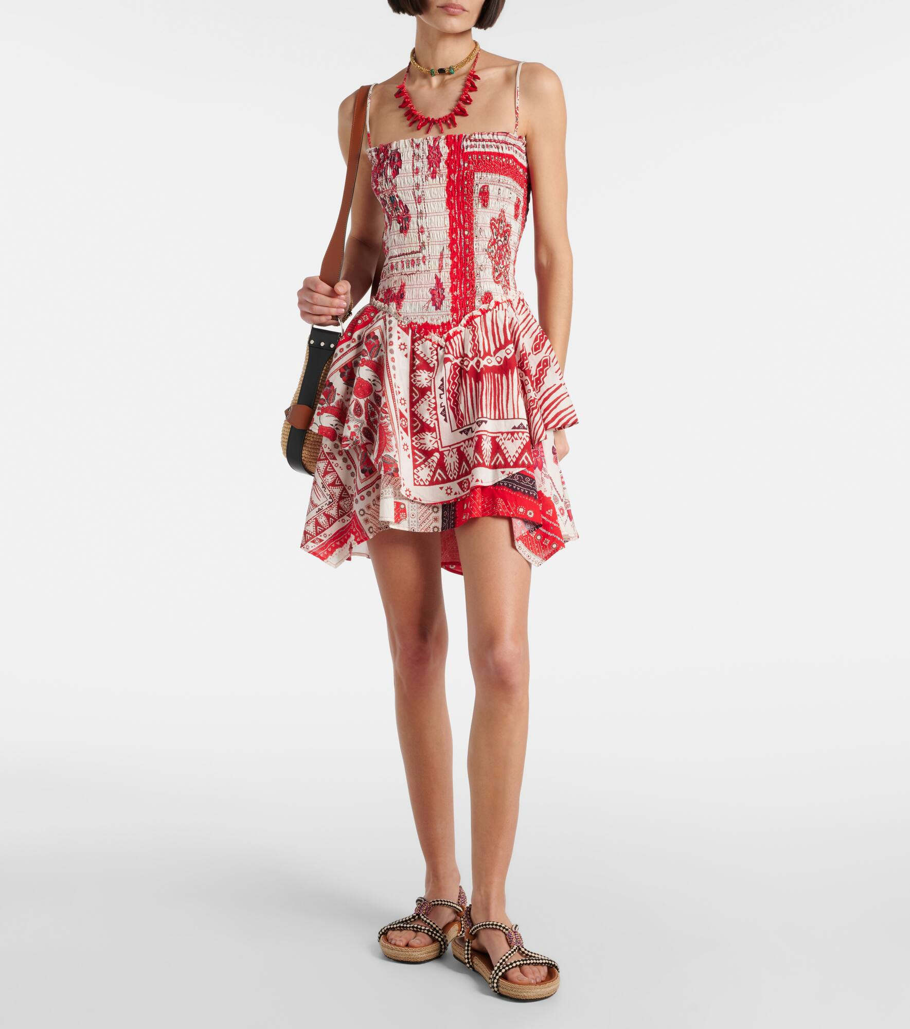 Anka shirred printed cotton minidress - 2