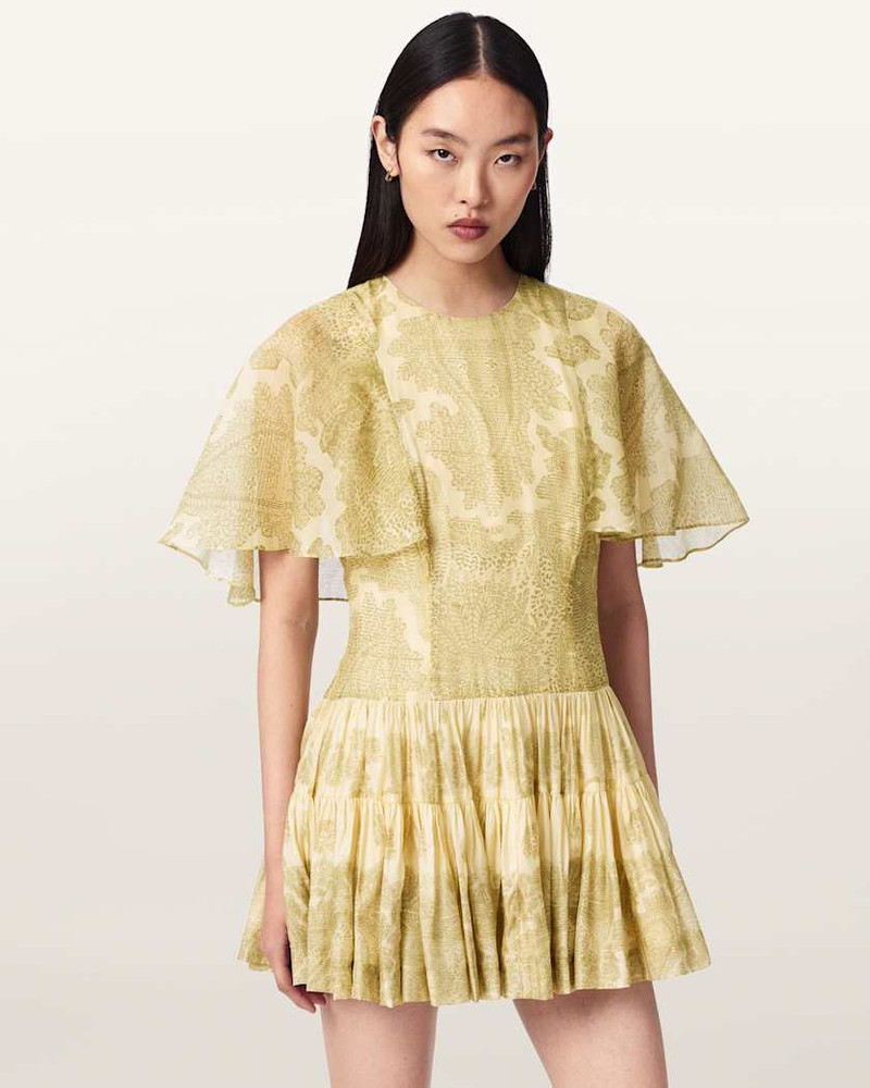ALLSAINTS YANNA SLIM FIT TIERED MINI DRESS outlook