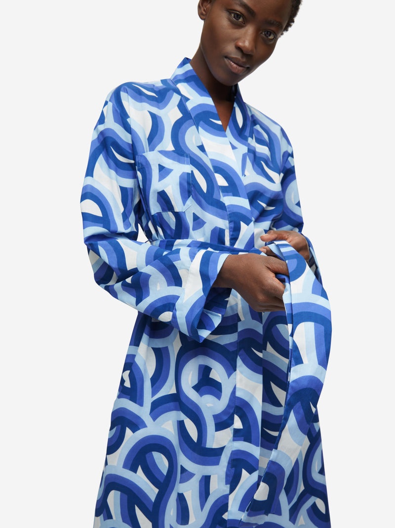 Women's Long Dressing Gown Ledbury 51 Cotton Batiste Blue - 4