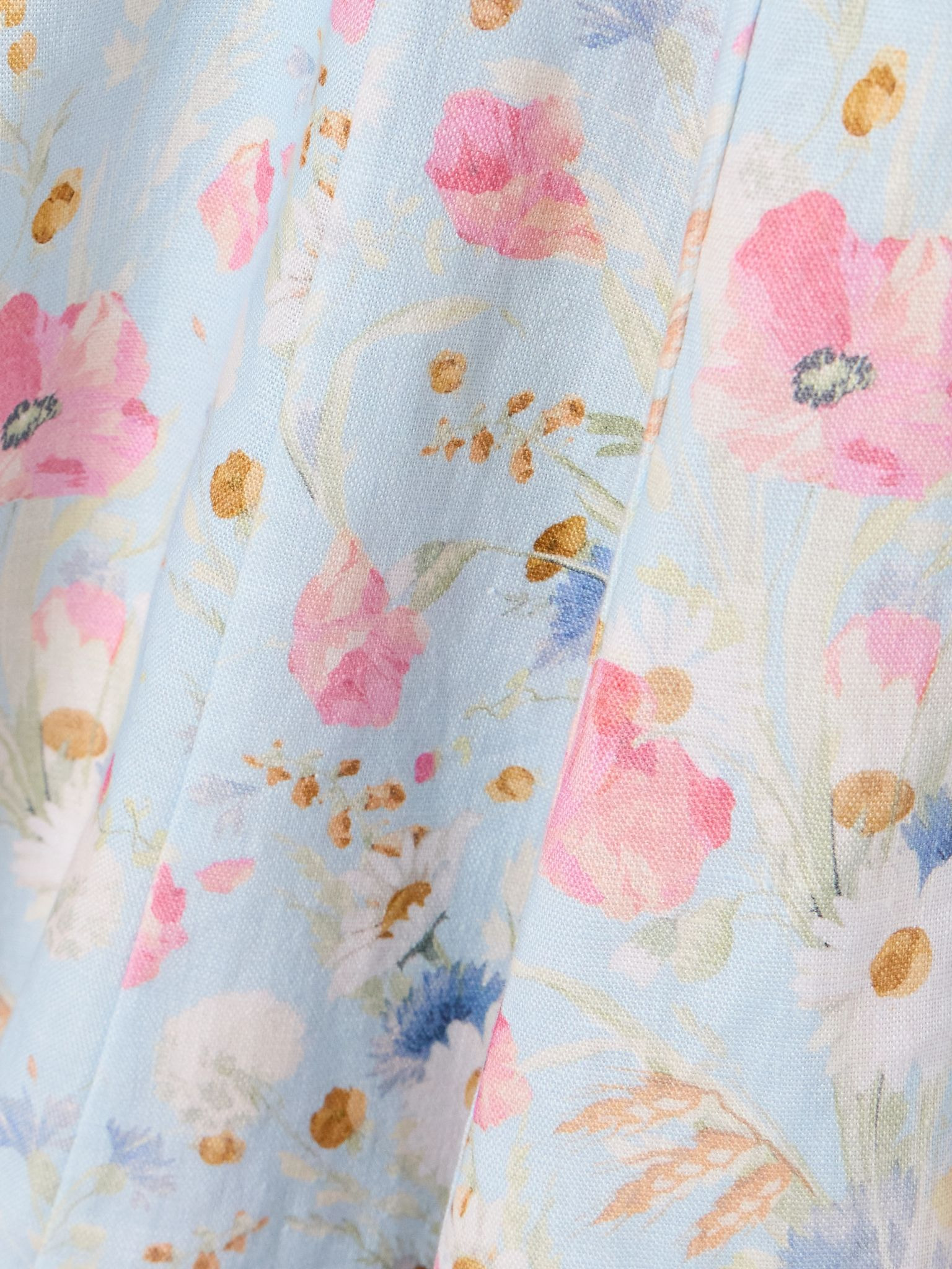 Lucky lace-trimmed floral-print linen mini dress Light blue - 4