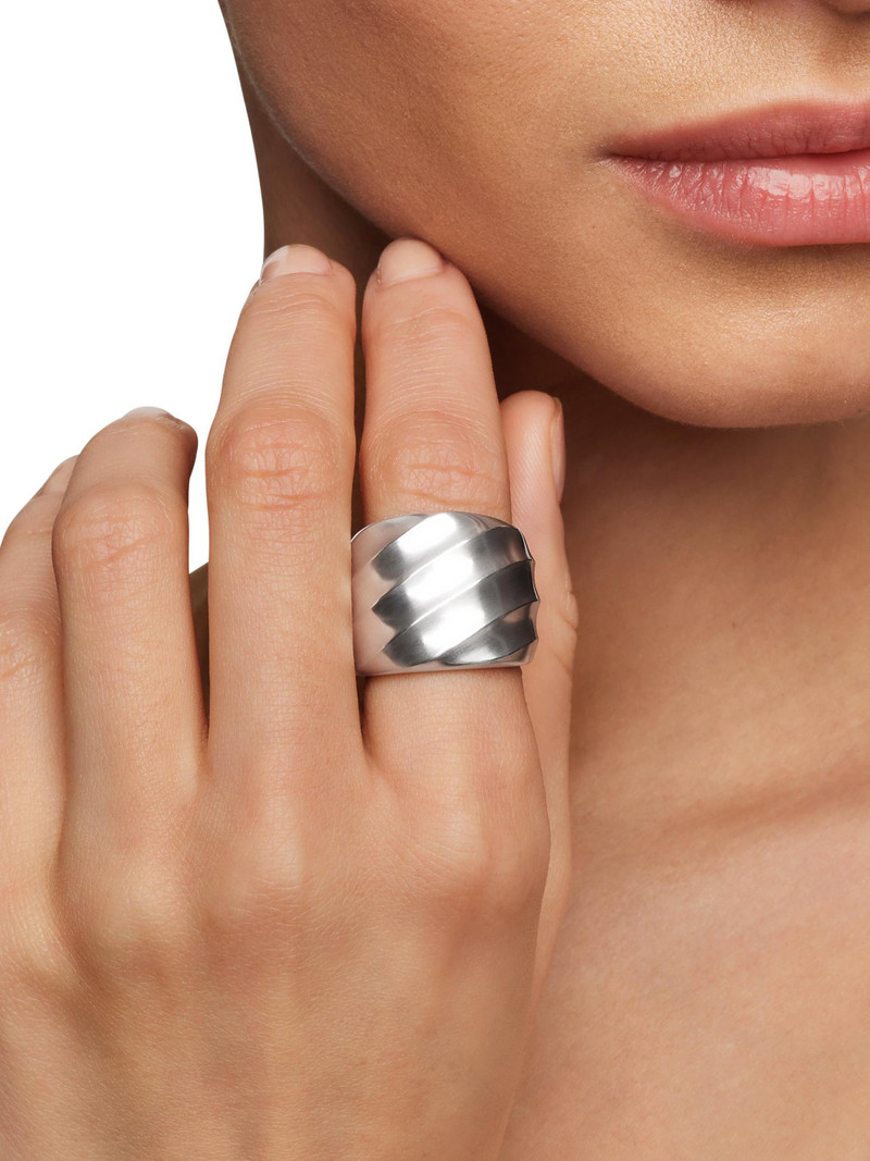 Women's Cable Edge Saddle Ring in Sterling Silver, 18.8mm - Sterling Silver 7