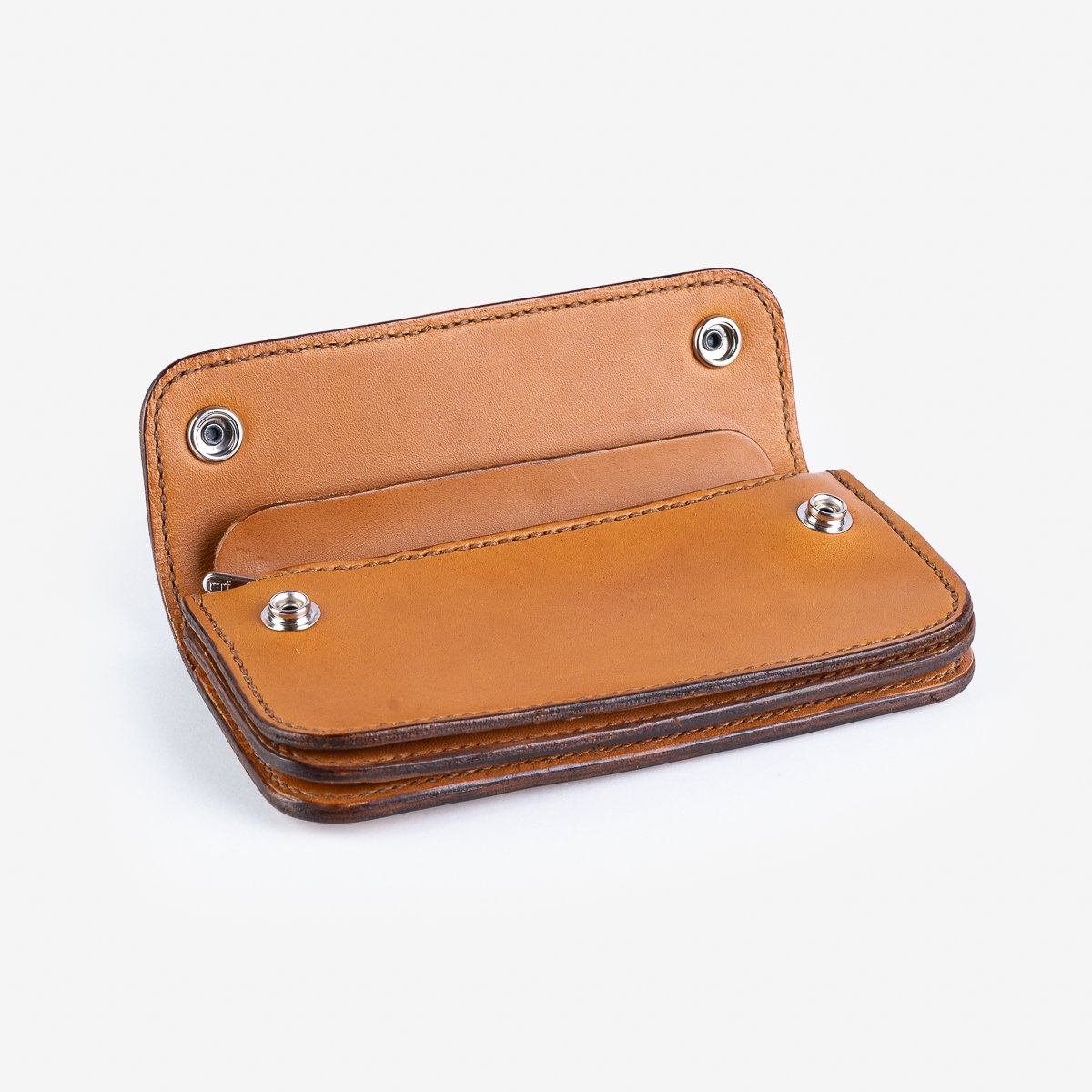 LE-ANSW-BR GOOD ART HLYWD Army/Navy Surplus Wallet w/ Sterling Silver Rosette Snaps and Rosette Prin - 2