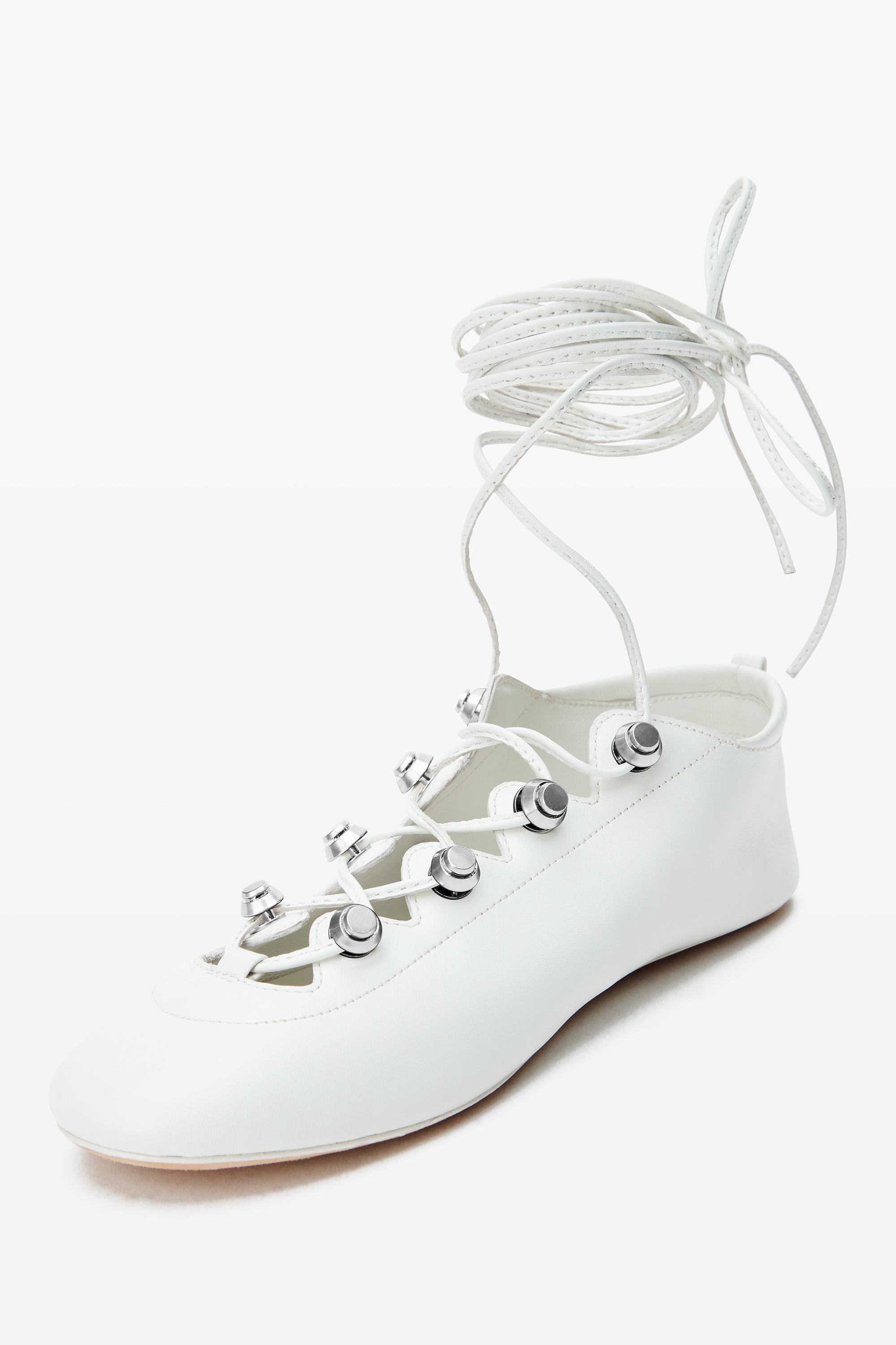 Vyolette Lace-Up Flat in Leather - 2