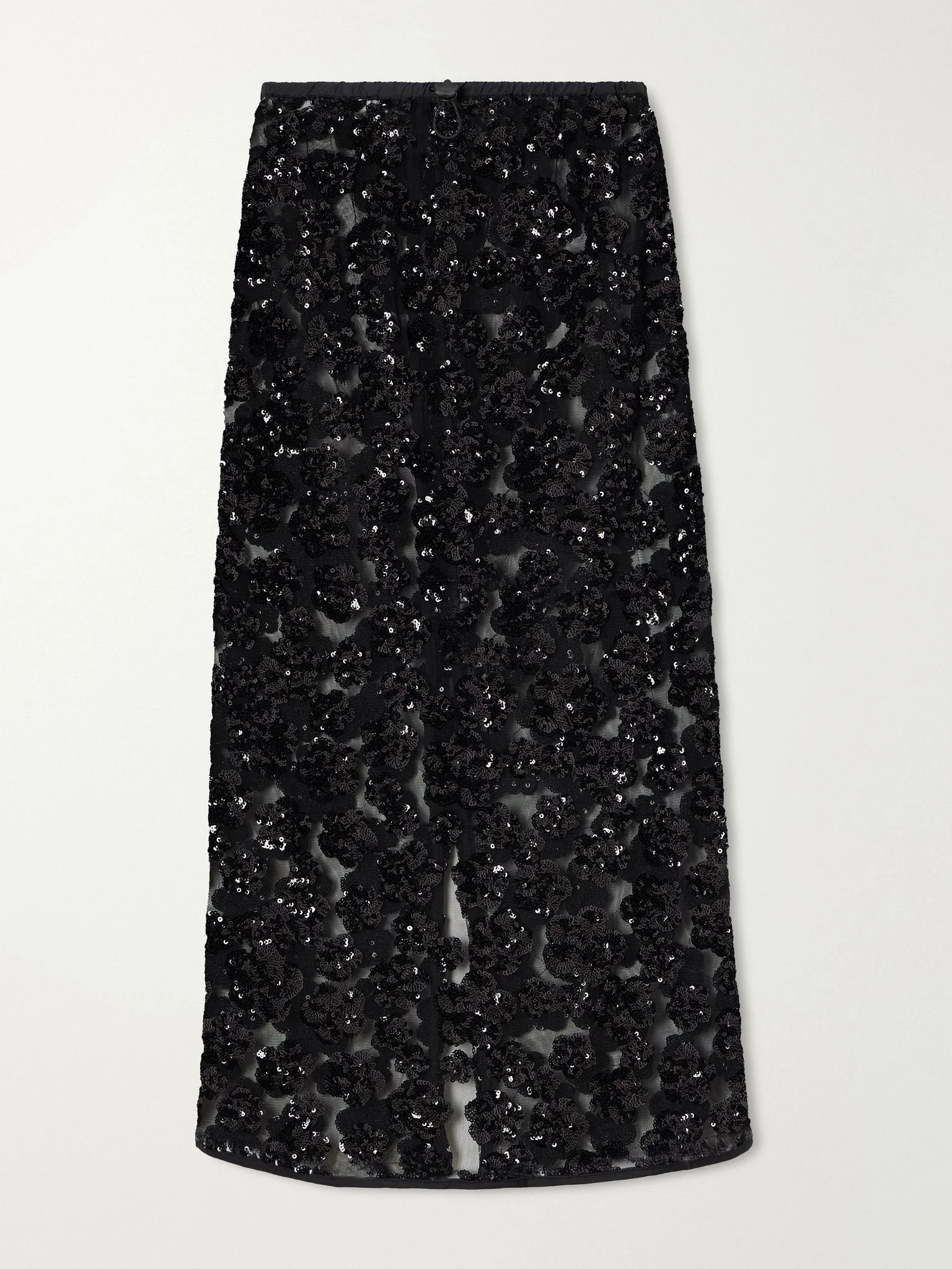 Bria sequined-embellished mesh midi skirt Black - 1
