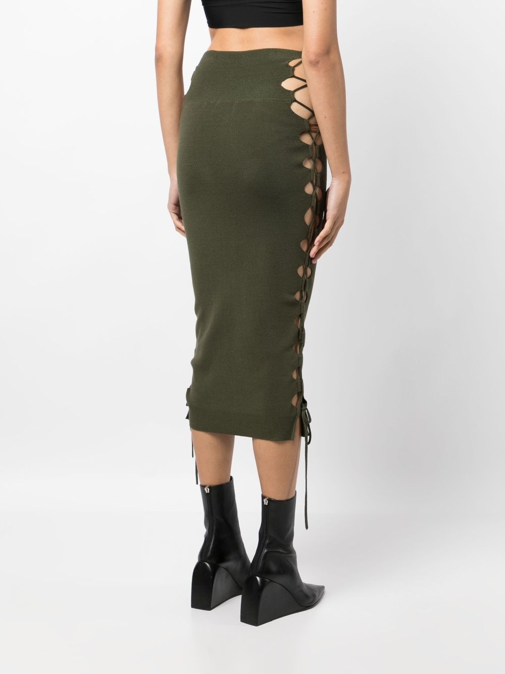 lace-up detailed knitted skirt - 4