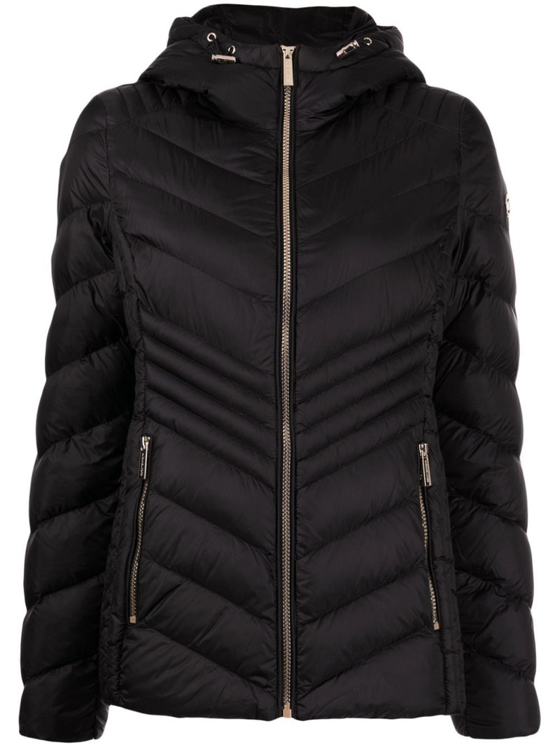 chevron-quilted hooded jacket 1