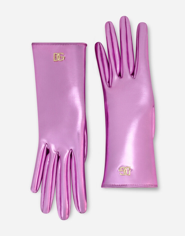 Foiled nappa leather gloves with DG logo - 1