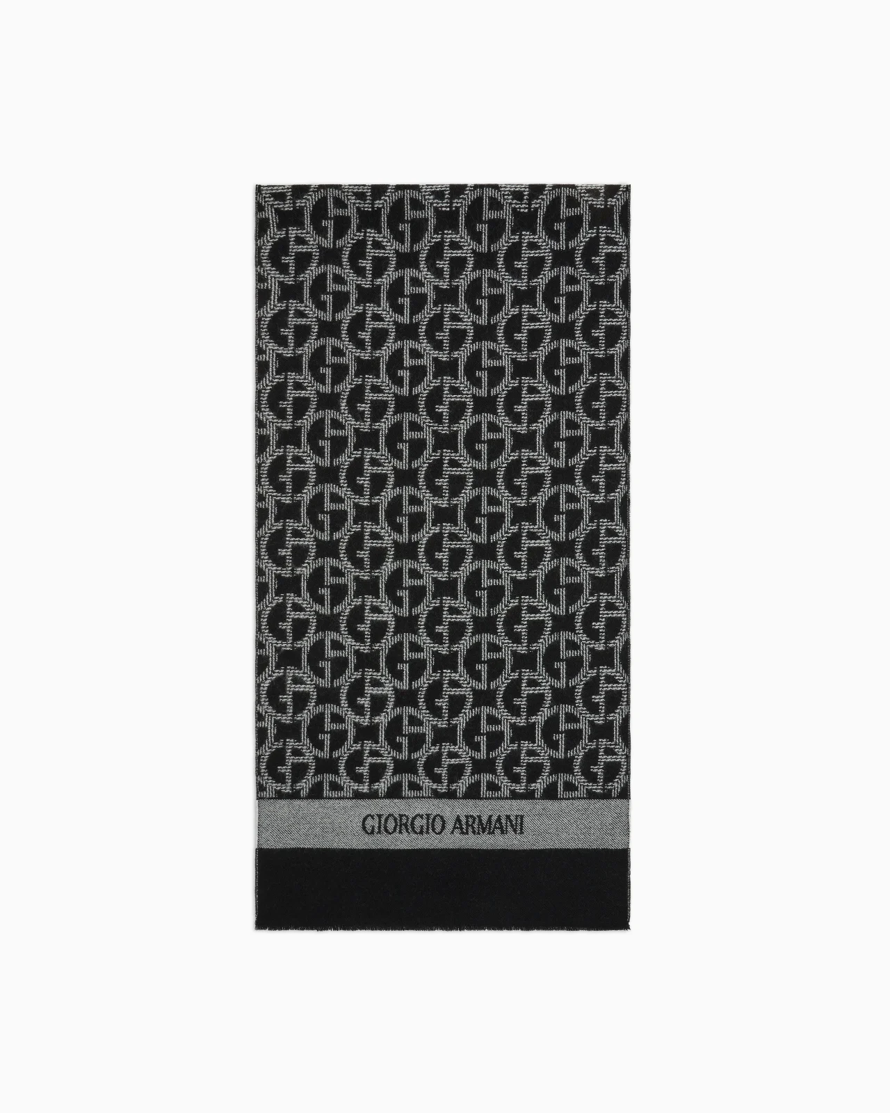 Wool scarf with jacquard monogram - 1