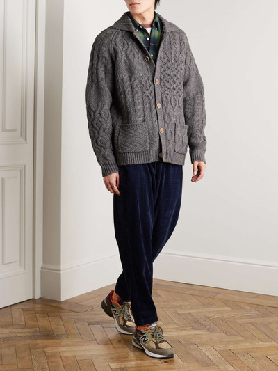BEAMS PLUS Alan Patchwork Cable-Knit Wool Cardigan outlook