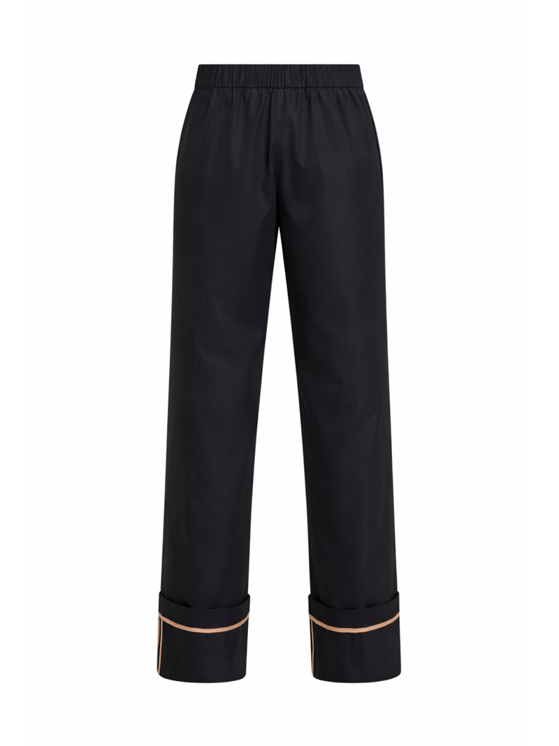 Herno Blue cotton gabardine trousers with turn-up hems outlook