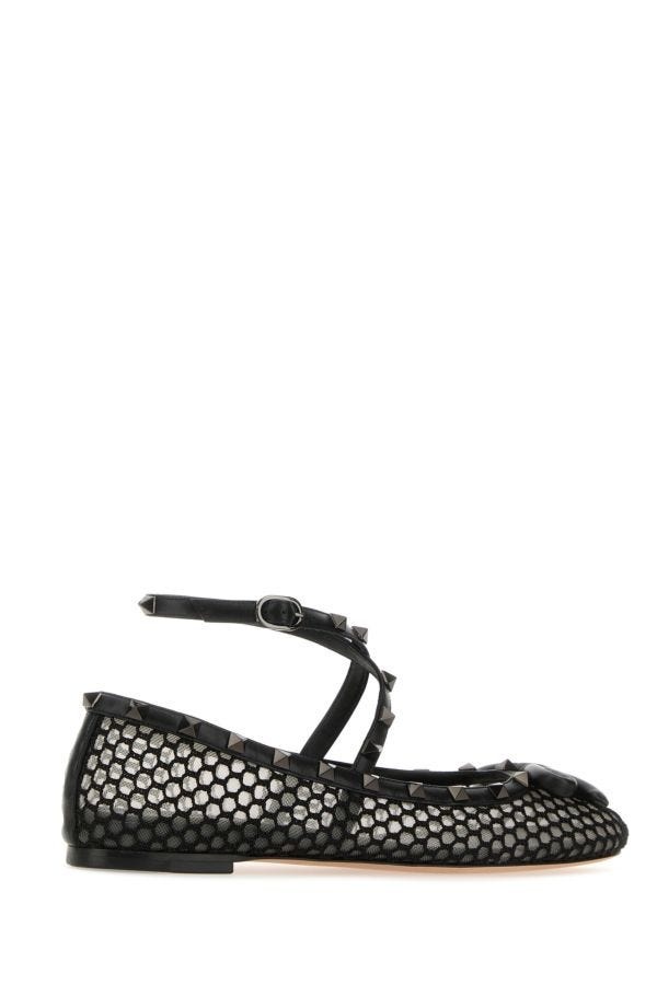 Black mesh Rockstud ballerinas - 3