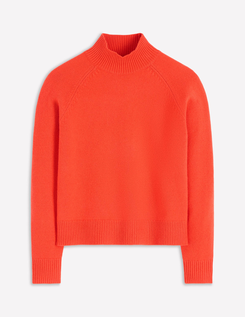 Marion Merino Rib Neck Sweater-Gladioli Orange 9