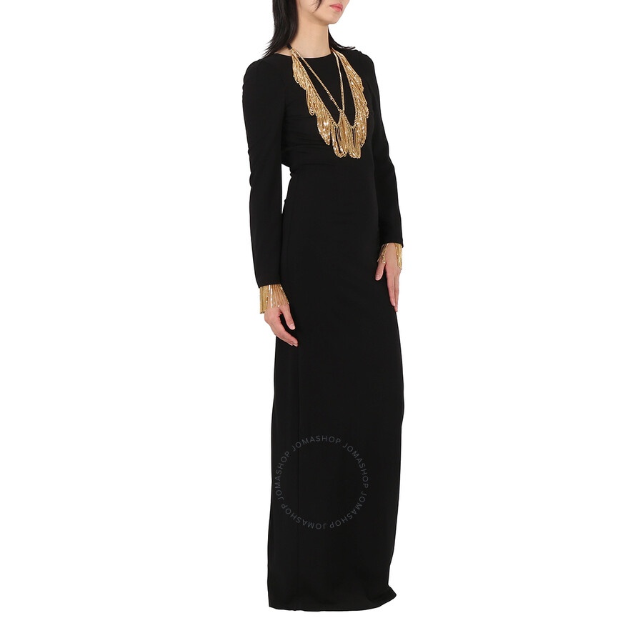 Burberry Black Long-sleeve Chain Detail Gown - 6