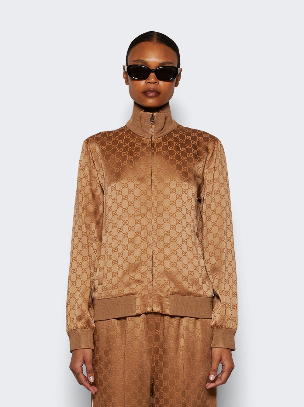 Gg Jacquard Zip Jacket Vintage Camel - 3