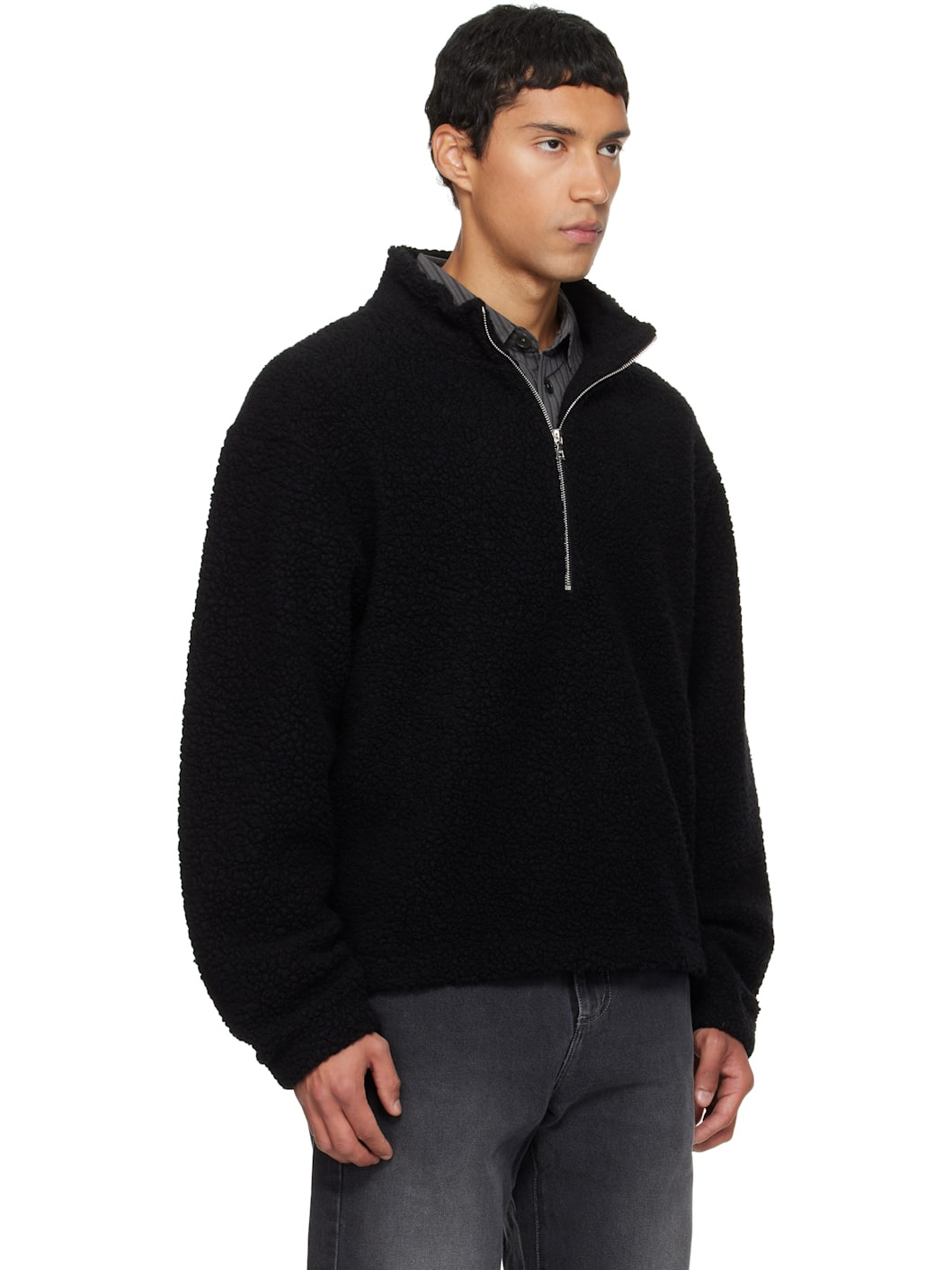 Black Common Half Zip Sweater - 2