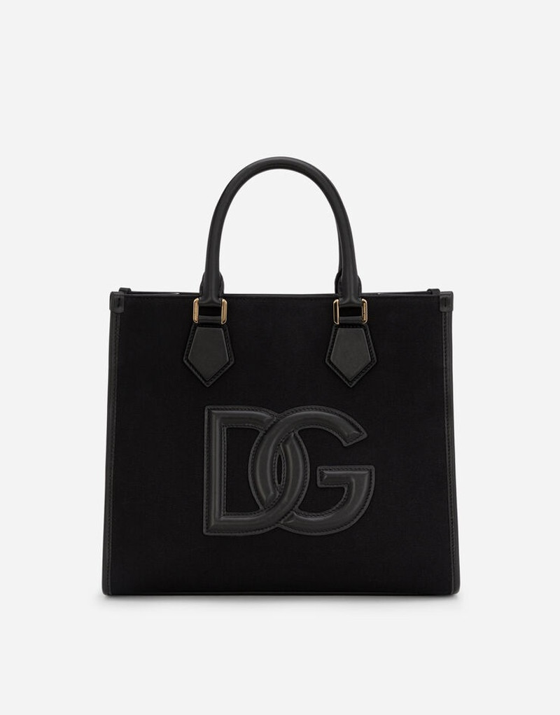 Canvas shopper with calfskin nappa details 1