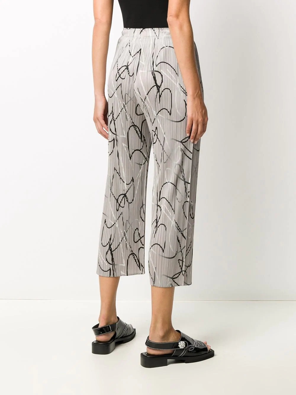 abstract print pleated trousers - 4