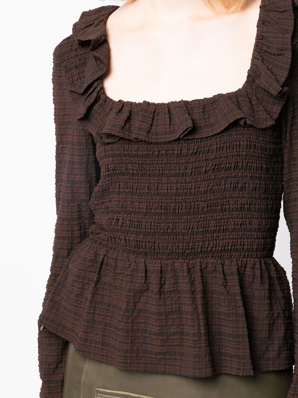 smocked seersucker blouse - 5