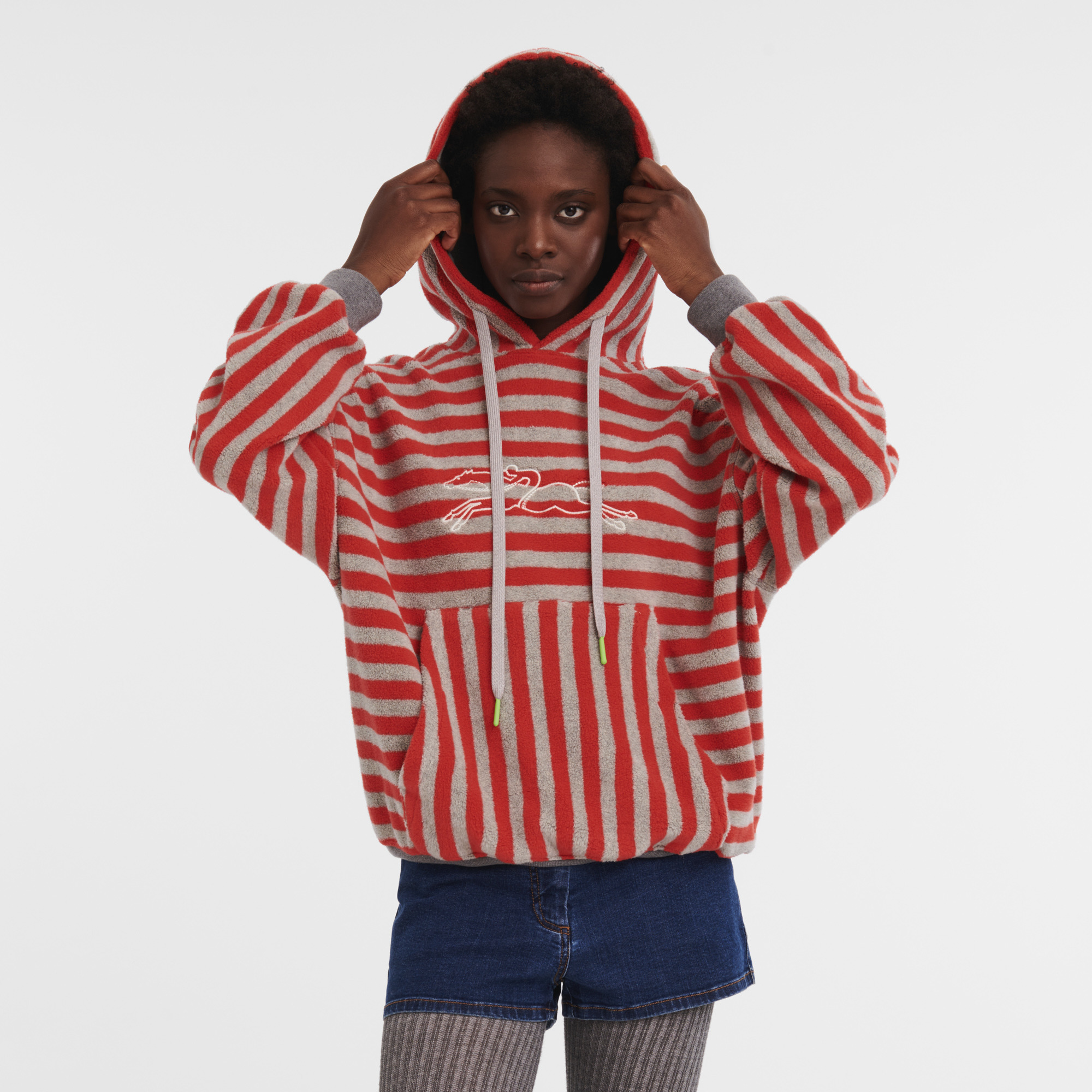 Hoodie Grey/Red - Fleece - 3