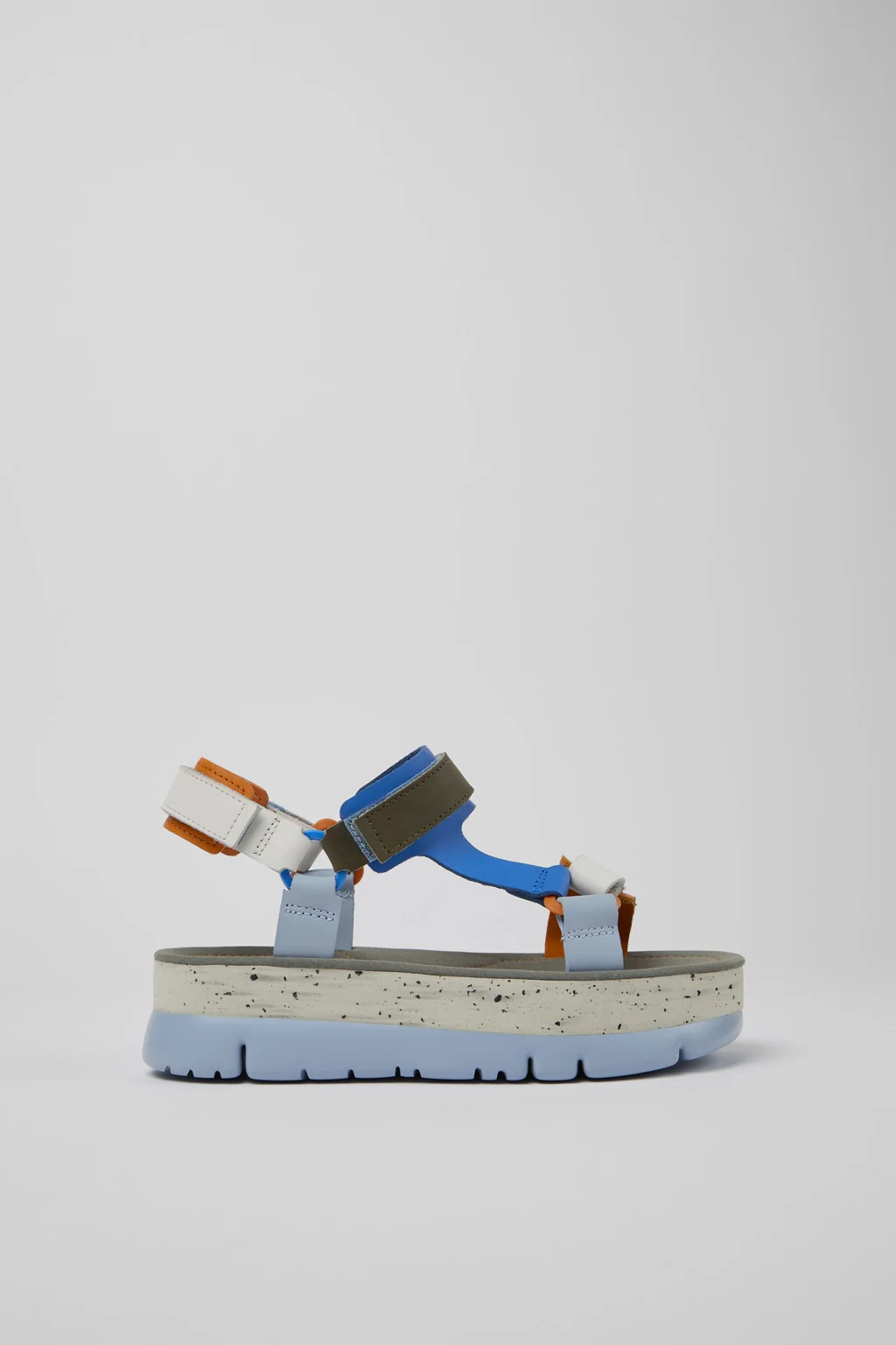 Oruga Up Blue, orange, and white leather sandals for women - 1