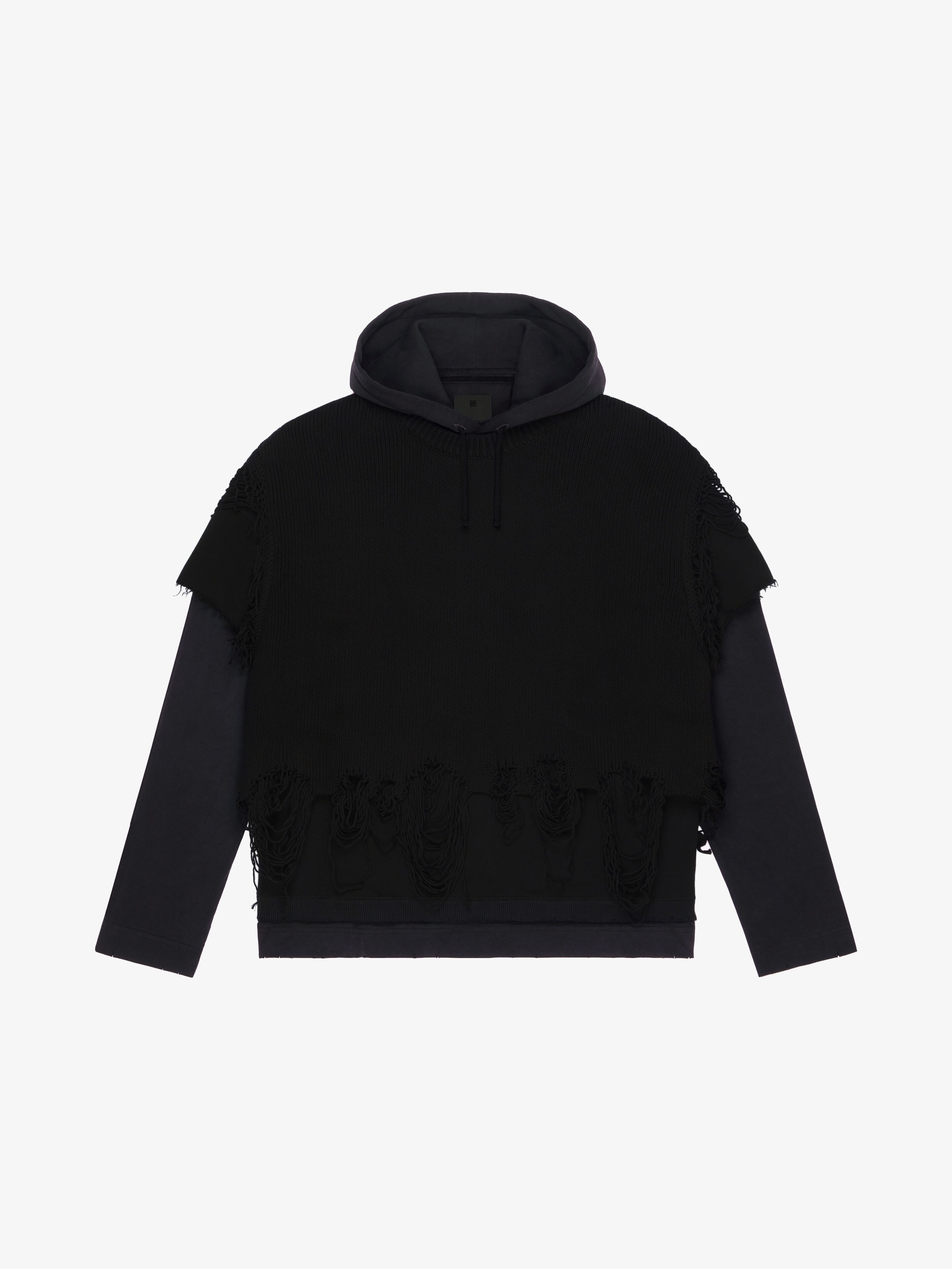 OVERLAPPED HOODIE IN DESTROYED JERSEY KNIT - 1