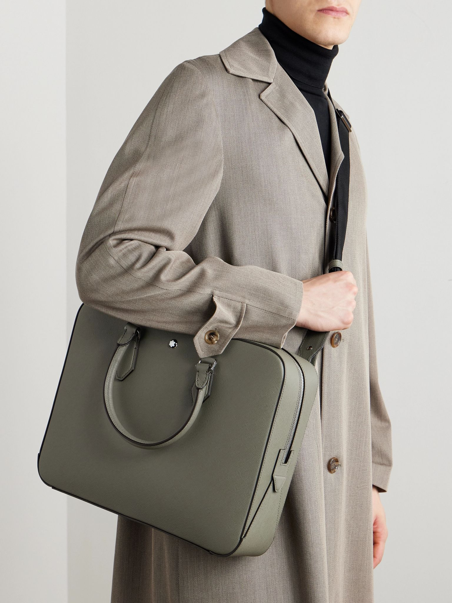 Sartorial Medium Cross-Grain Leather Briefcase Gray - 6
