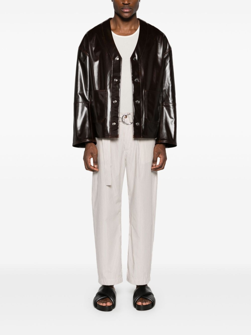 Ferre pinstriped belted trousers - 2