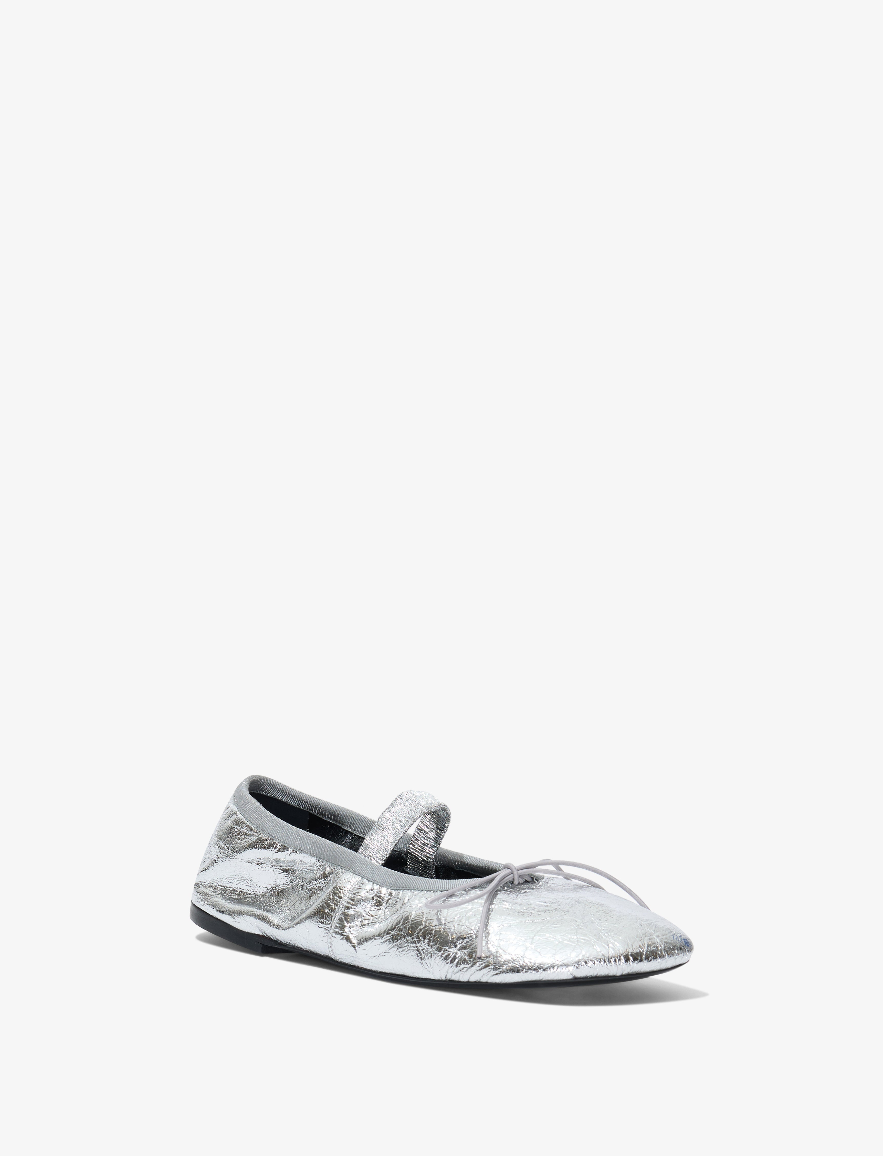 Glove Mary Jane Ballet Flats in Crinkled Metallic - 2