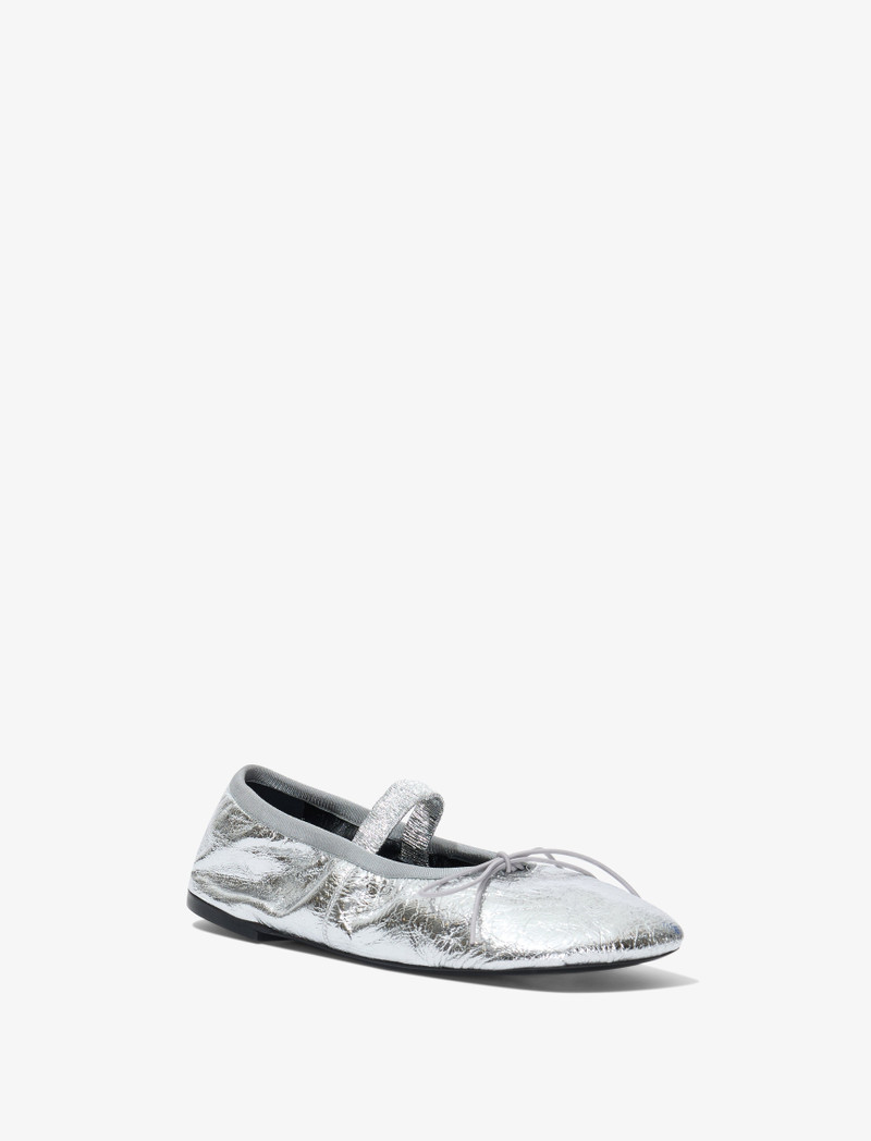 Proenza Schouler Glove Mary Jane Ballet Flats in Crinkled Metallic outlook