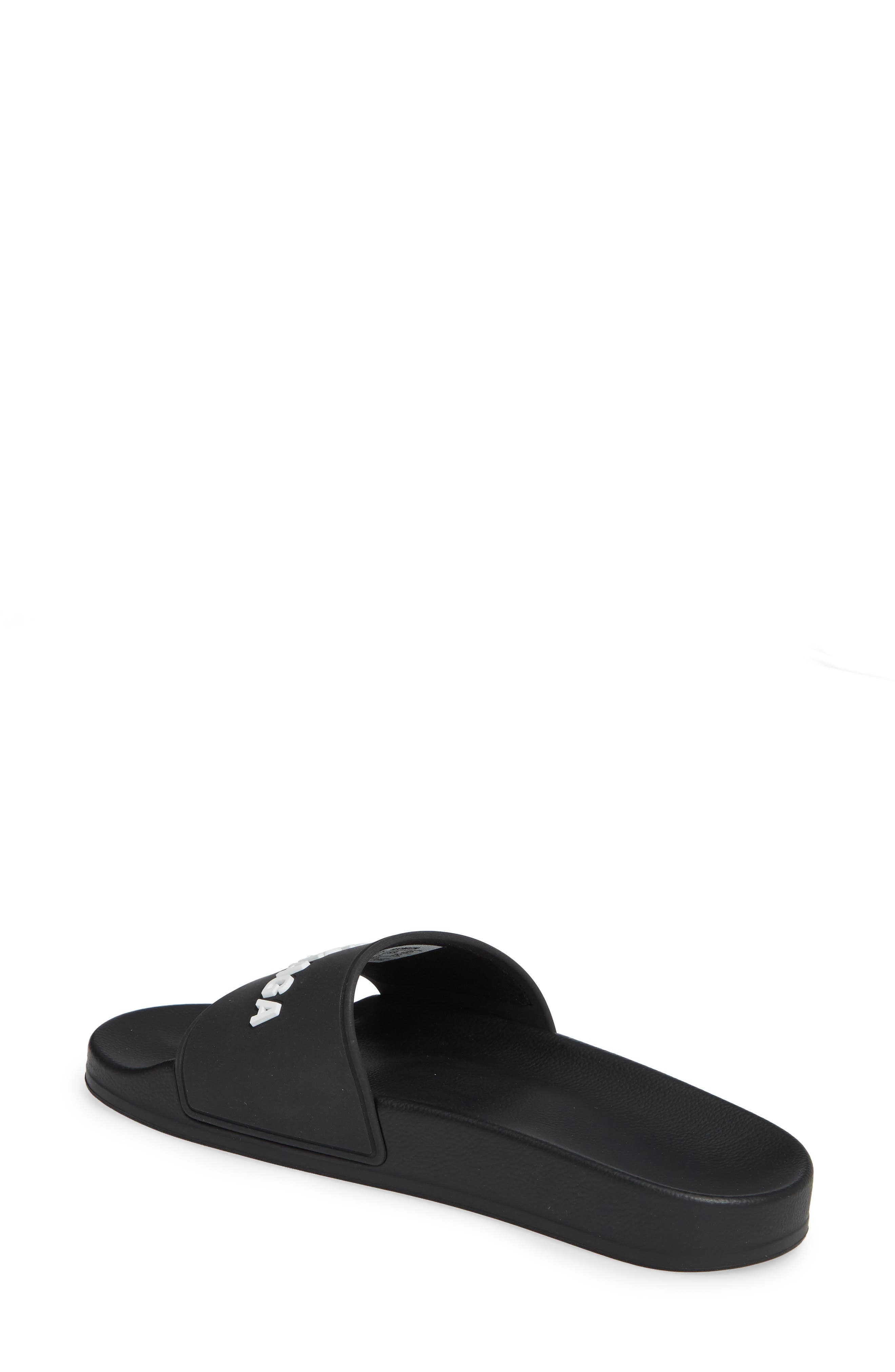 Balenciaga Logo Sport Slide in Black/white at Nordstrom - 2