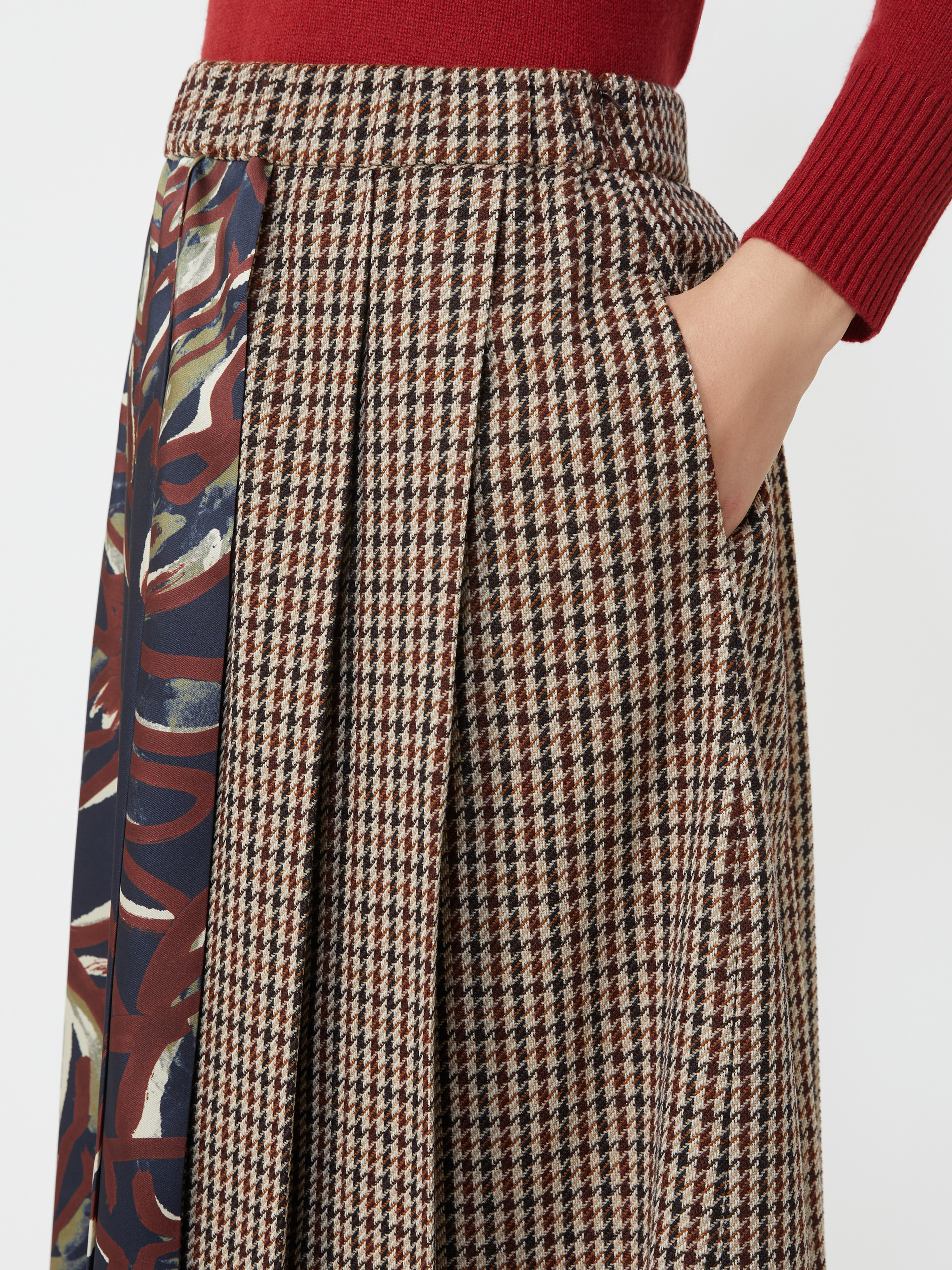 FANALE Pleated houndstooth wool skirt - 5