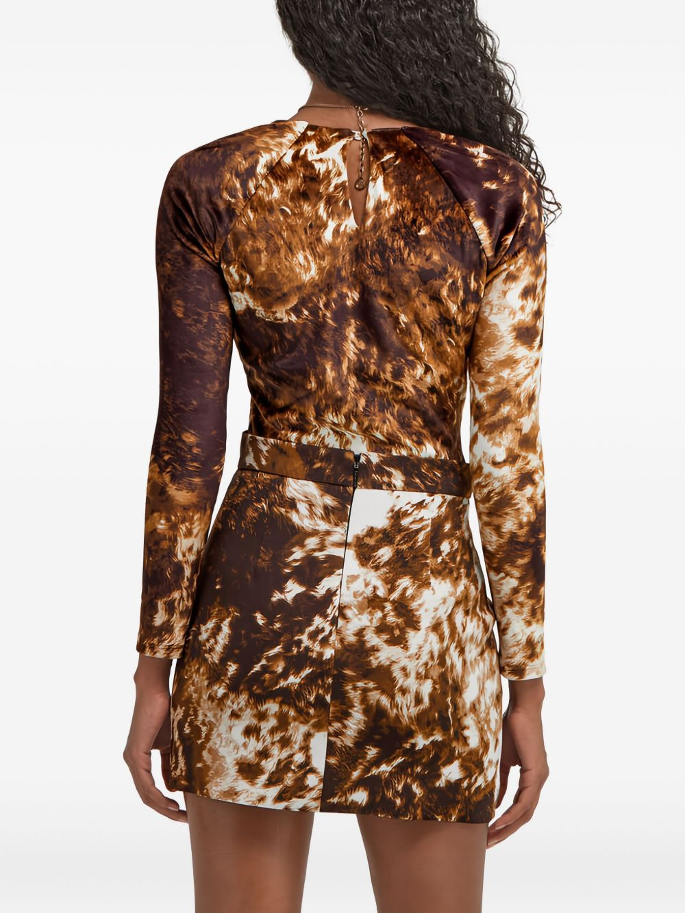 cut-out printed long-sleeve top - 4