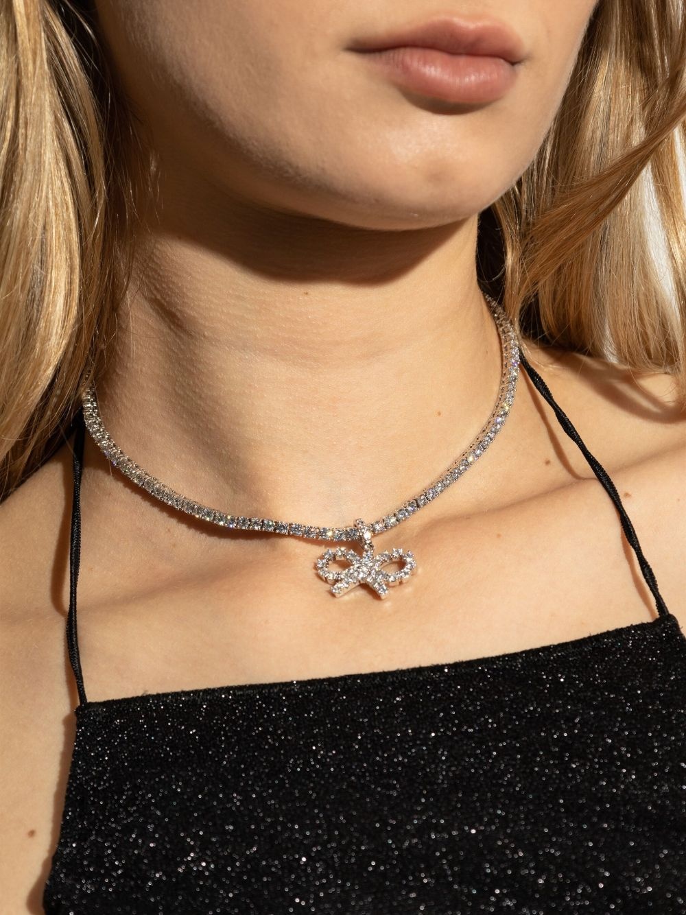 bow-motif tennis necklace - 2
