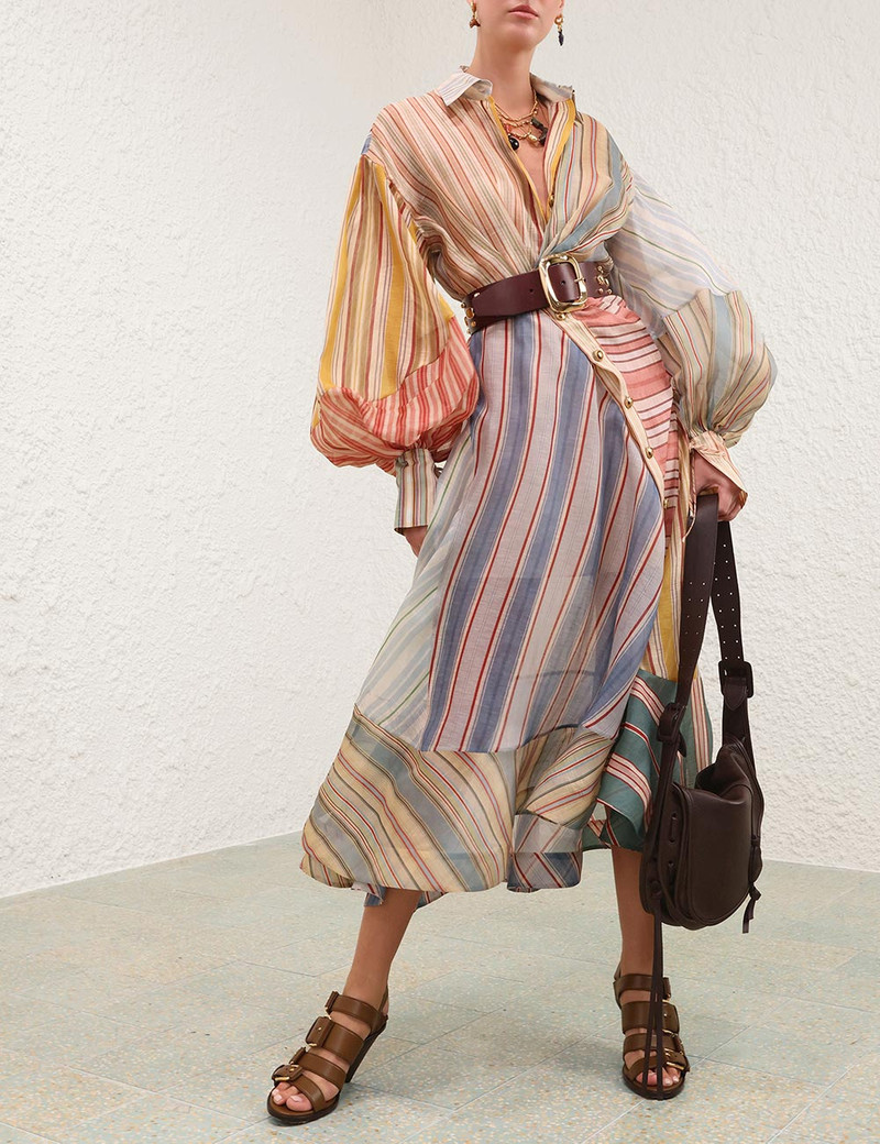 Zimmermann REBELLION STRIPED MIDI DRESS outlook