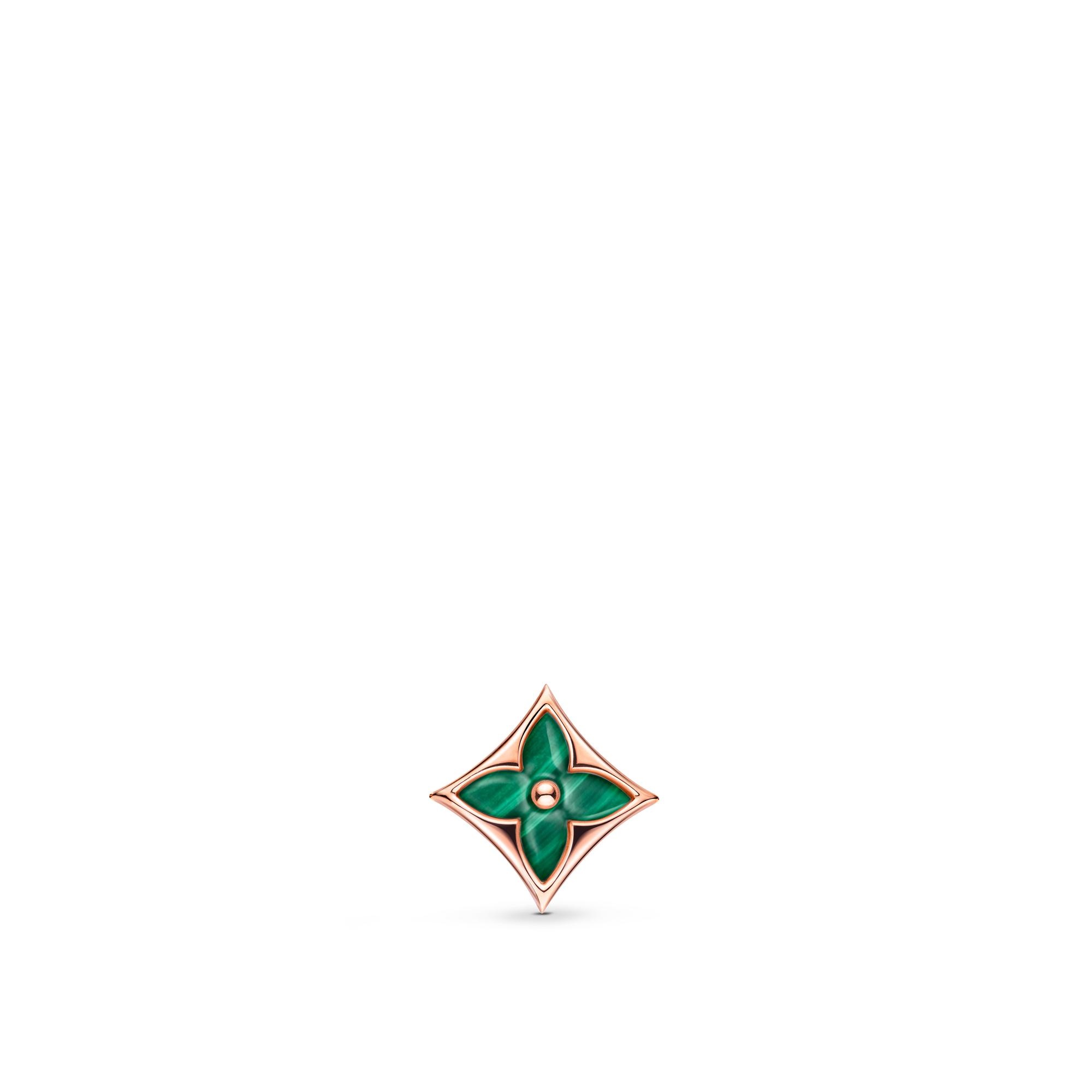 Color Blossom BB Star Ear Stud, Pink Gold And Malachite - Per Unit - 1