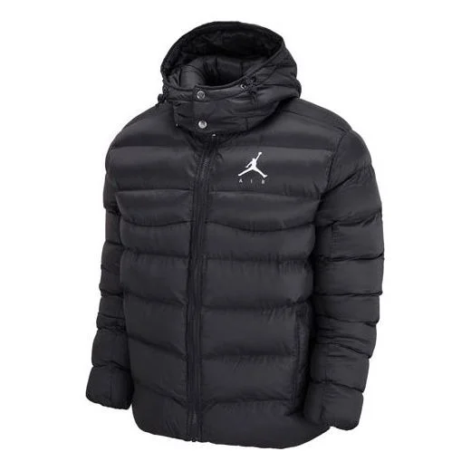 Men's Air Jordan Solid Color Zipper Hooded Padded Clothes Black DN3402-010 - 1