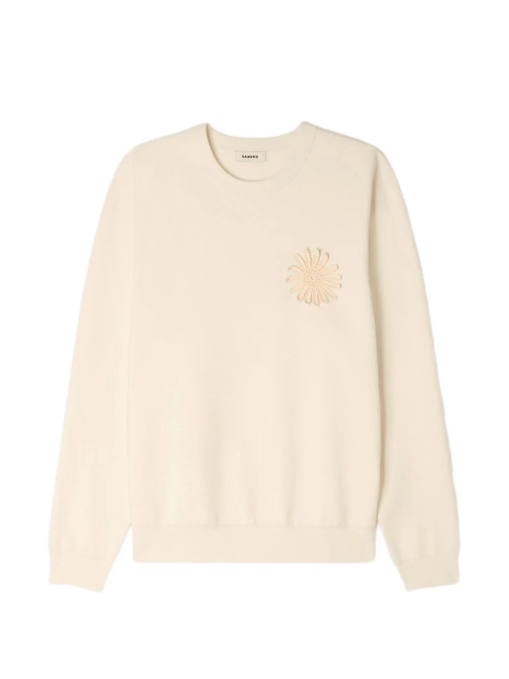 crochet-flower crew-neck sweatshirt - 1